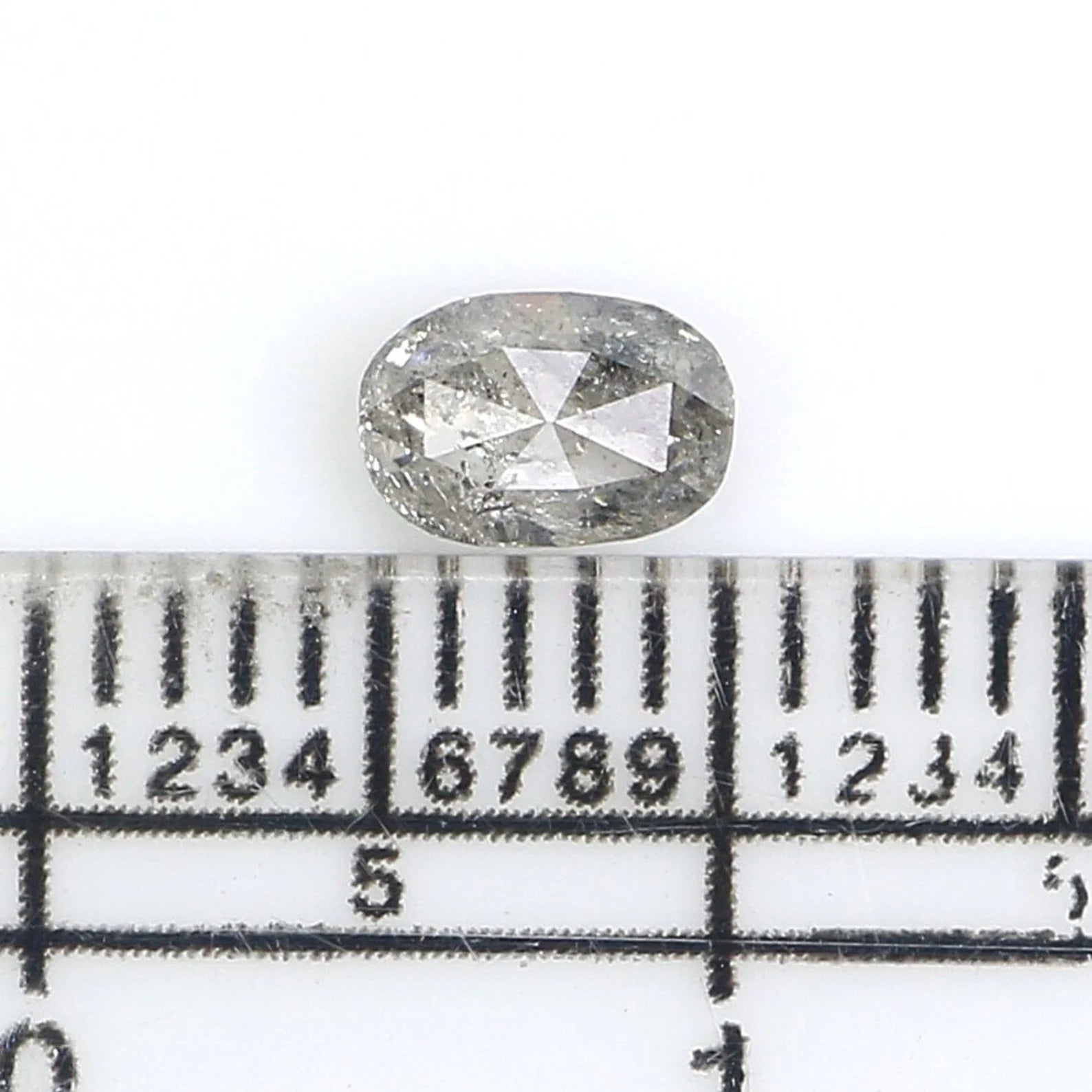 0.49 CT Natural Loose Oval Diamond Salt And Pepper Oval Diamond 5.50 MM Natural Loose Diamond Black Grey Color Oval Rose Cut Diamond NQ7693