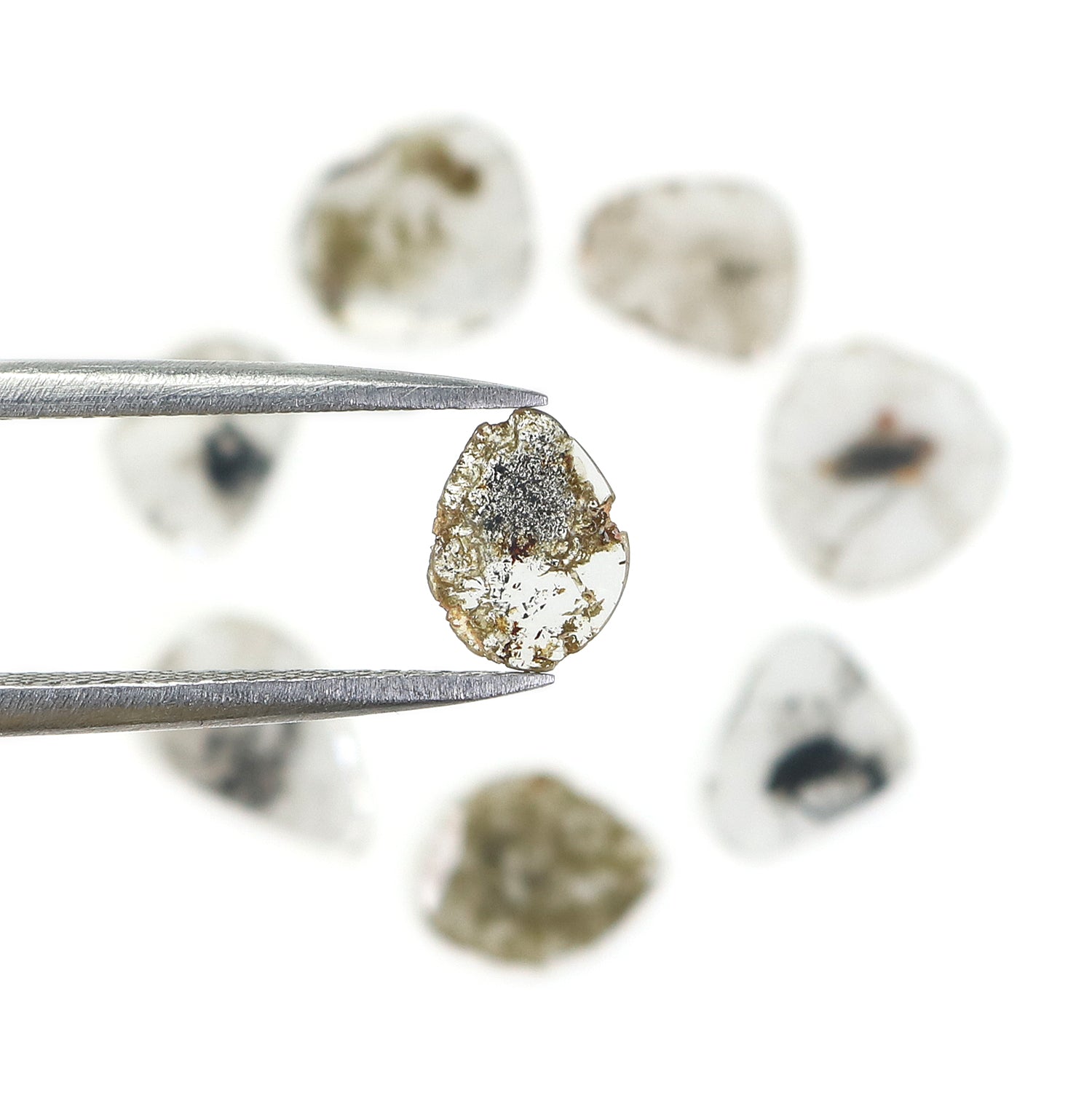 2.26 Ct Natural Loose Slice Shape Diamond Salt And Pepper Slice Cut Diamond 7.20 MM Natural Black Grey Diamond Irregular Cut Diamond LQ1715