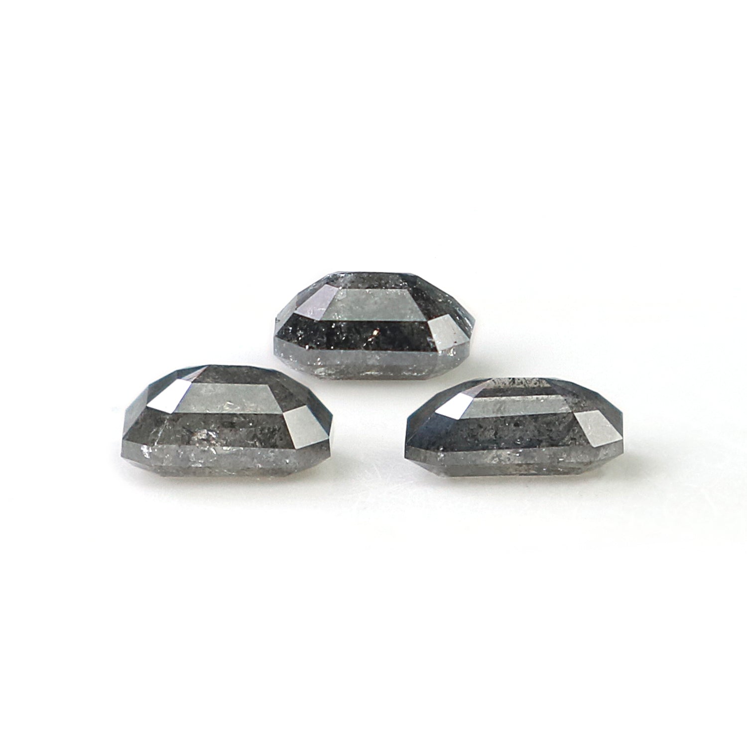 1.76 CT Natural Loose Emerald Shape Diamond Salt And Pepper Emerald Diamond 4.10 MM Natural Black Grey Color Emerald Rose Cut Diamond N2160