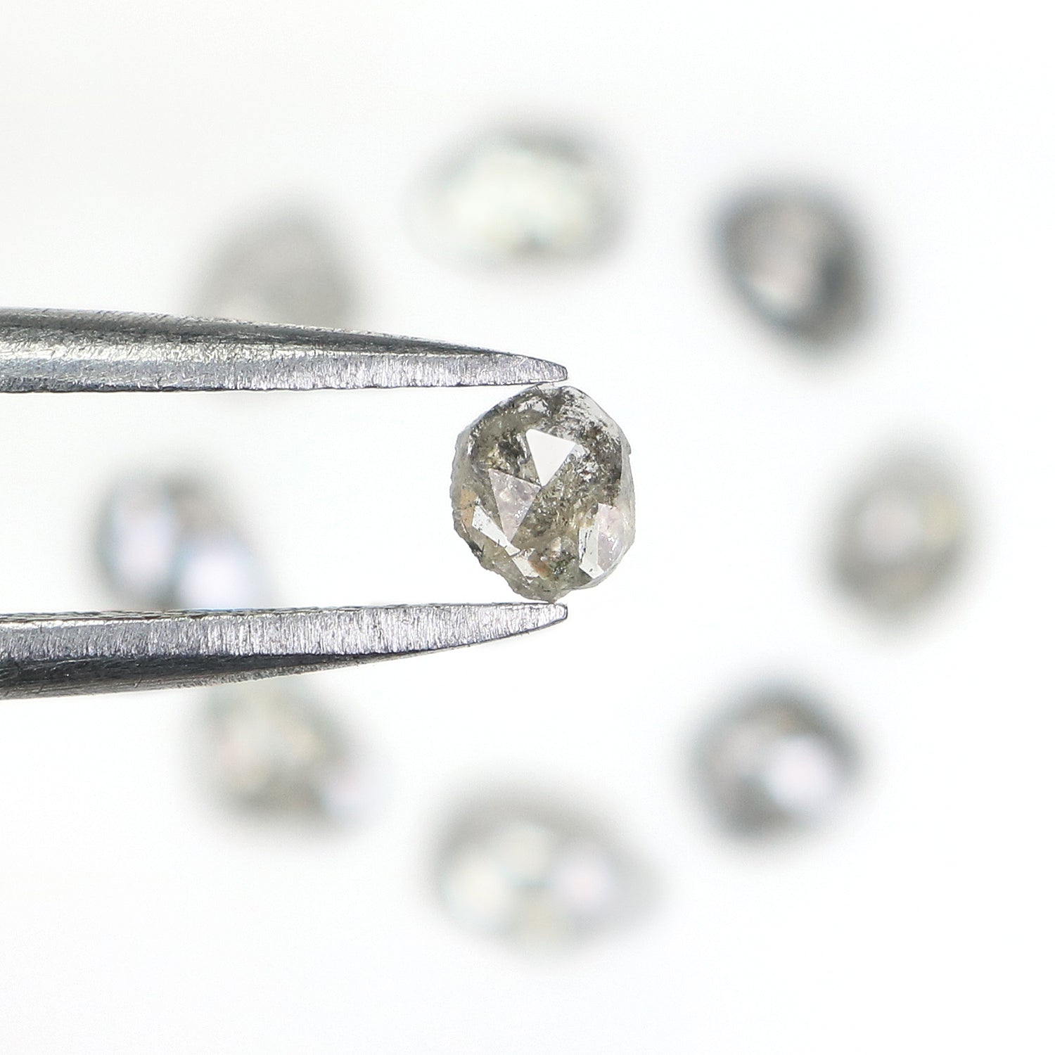 0.97 CT Natural Loose Slice Shape Diamond Salt And Pepper Slice Cut Diamond 4.15 MM Natural Black Grey Color Slice Rose Cut Diamond NQ2133