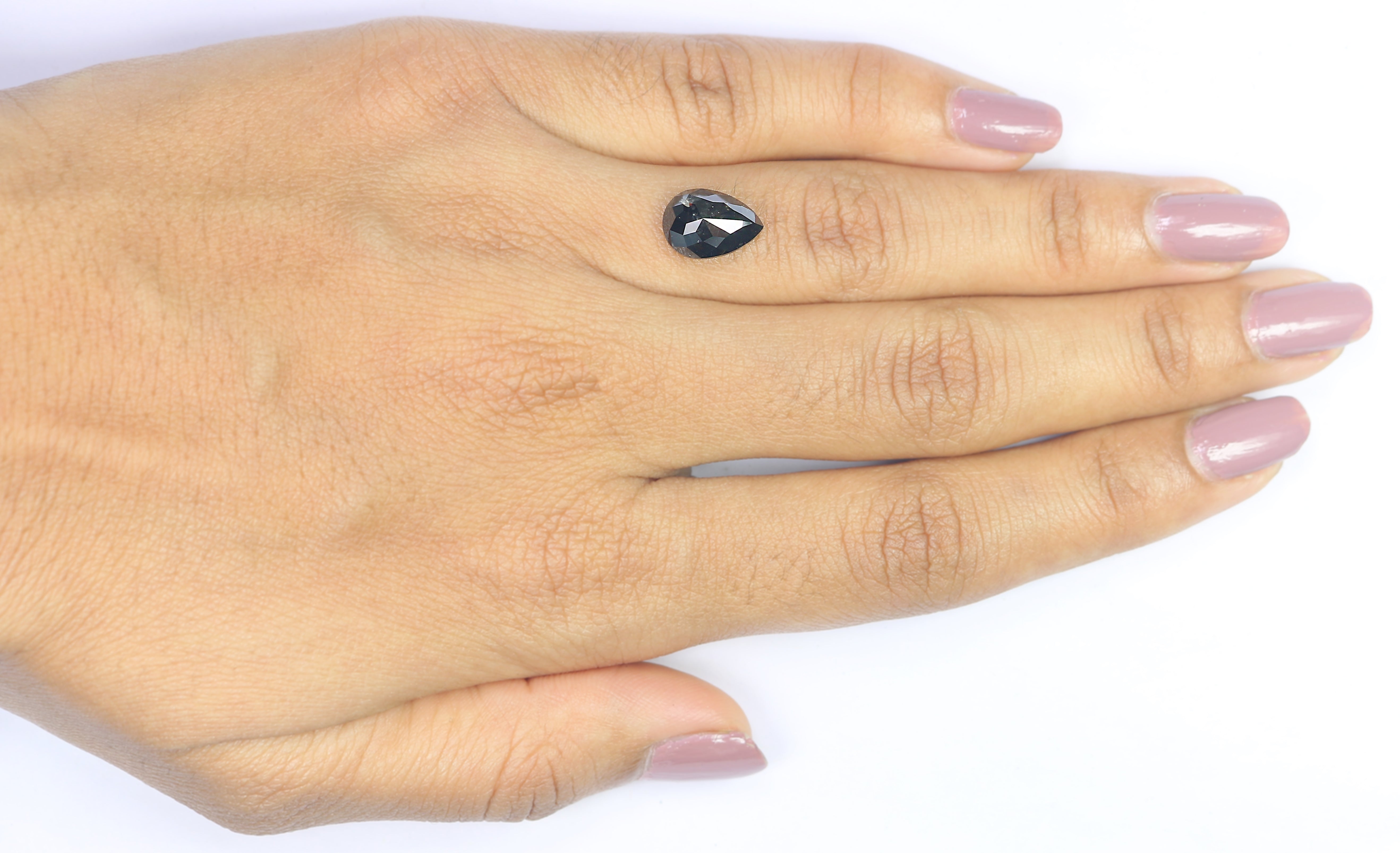 2.85 CT Natural Loose Pear Shape Diamond Black Color Pear Cut Diamond 10.70 MM Natural Black Pear Diamond Rose Cut Diamond L3404