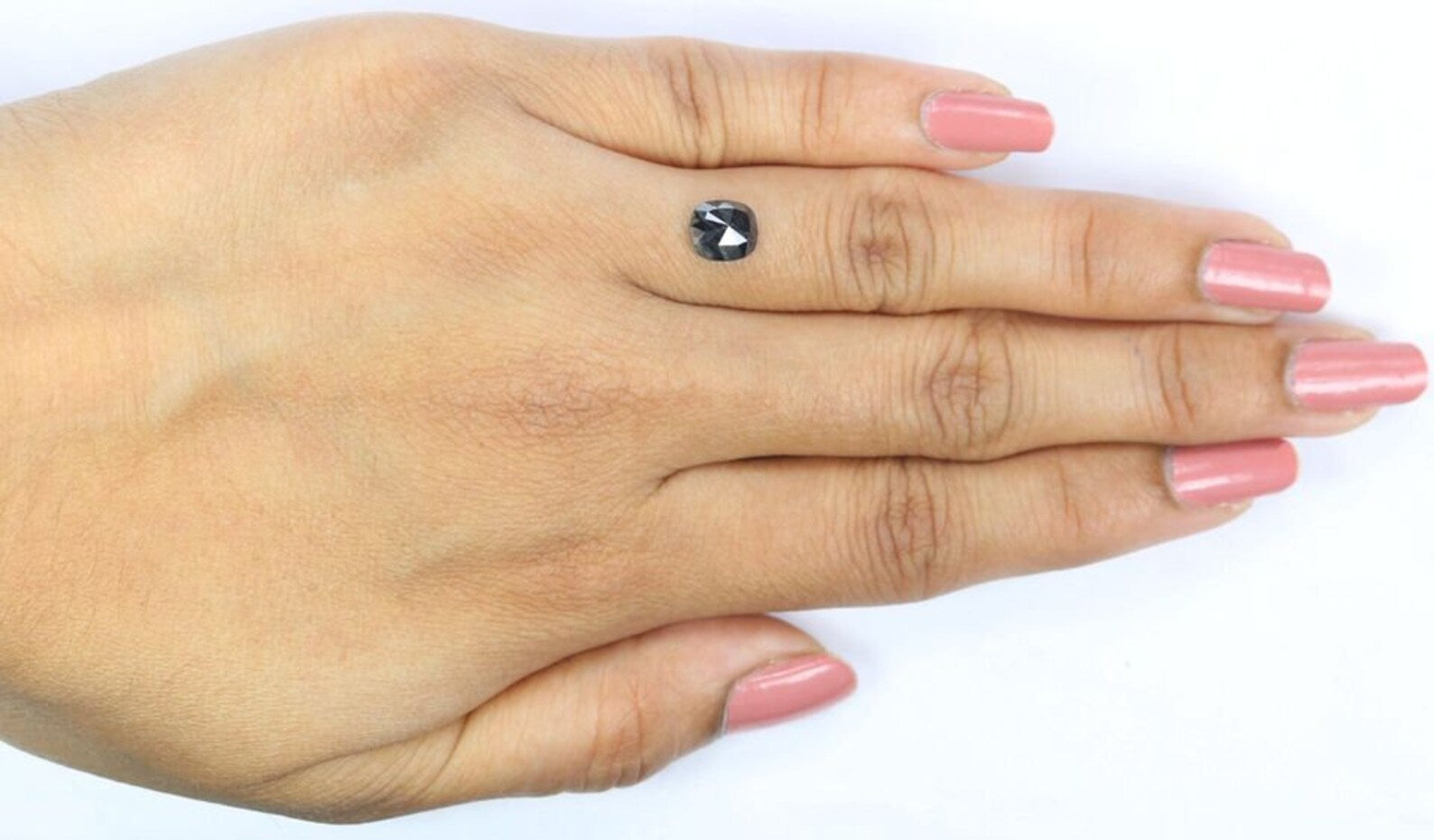 1.24 CT Natural Loose Cushion Diamond Salt And Pepper Diamond 6.70 MM Natural Loose Black Grey Diamond Cushion Rose Cut Diamond NQ9036