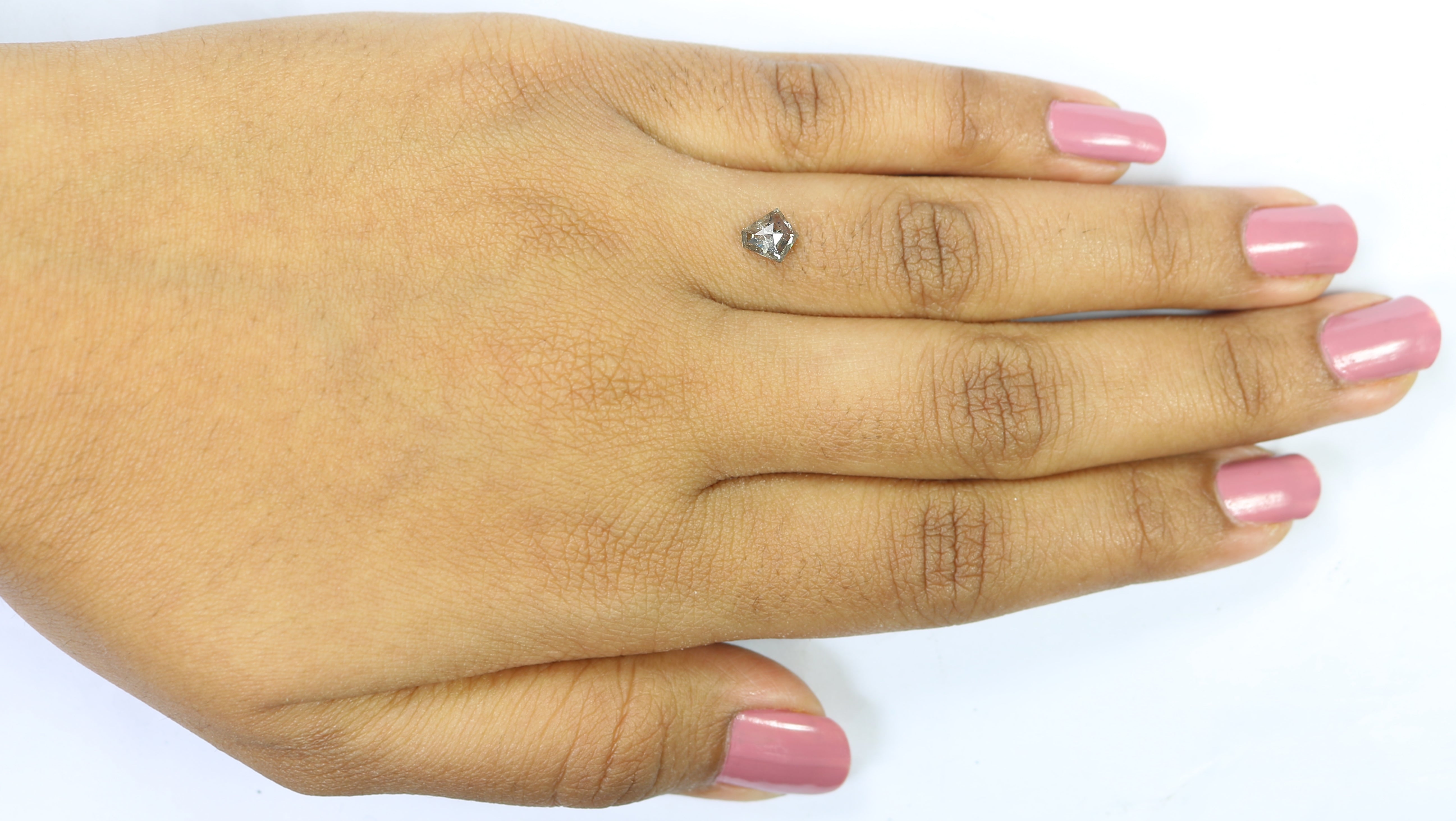 0.72 CT Natural Loose Pentagon Shape Diamond Salt And Pepper Pentagon Cut Diamond 6.00 MM Black Gray Color Pentagon Rose Cut Diamond QL9518