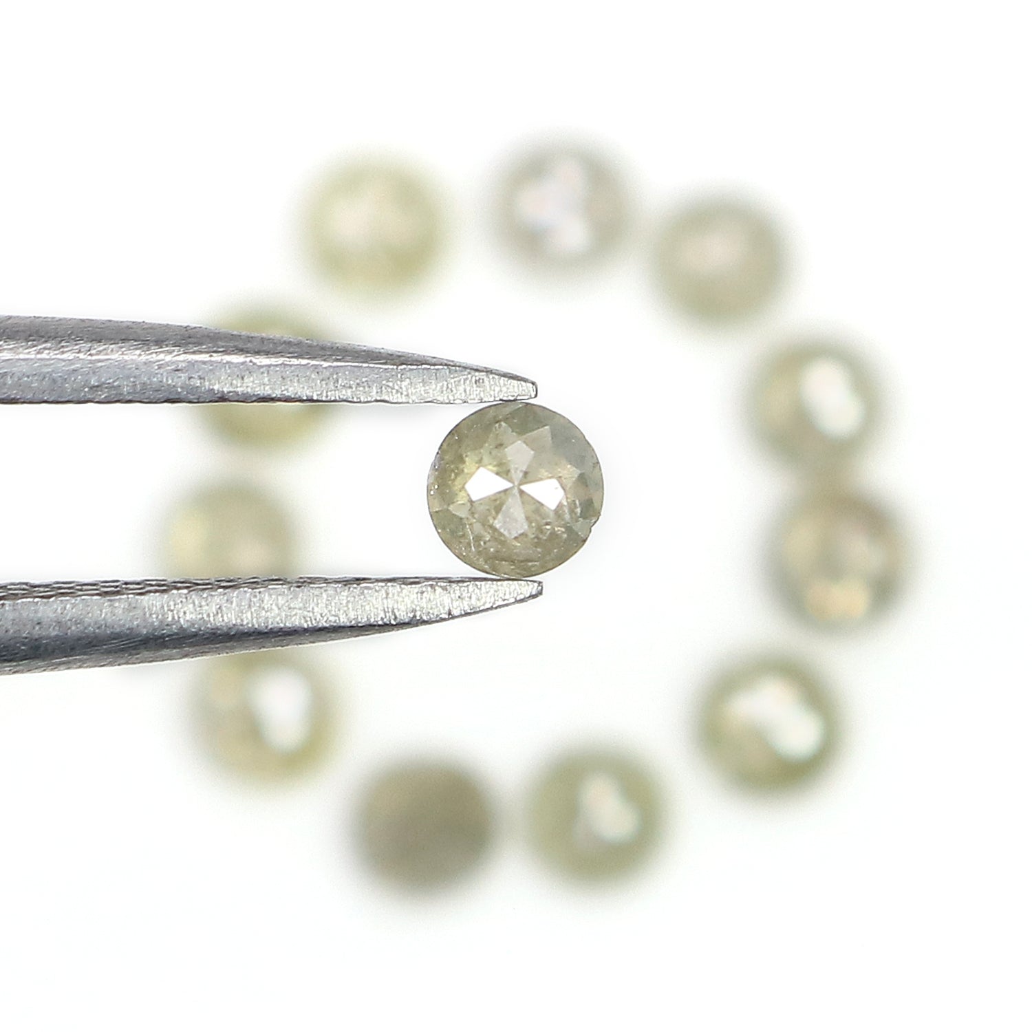 1.65 CT Natural Loose Round Rose Cut Diamond Grey Color Round Shape Diamond 3.05 MM Natural Loose Green Color Round Rose Cut Diamond KQ950
