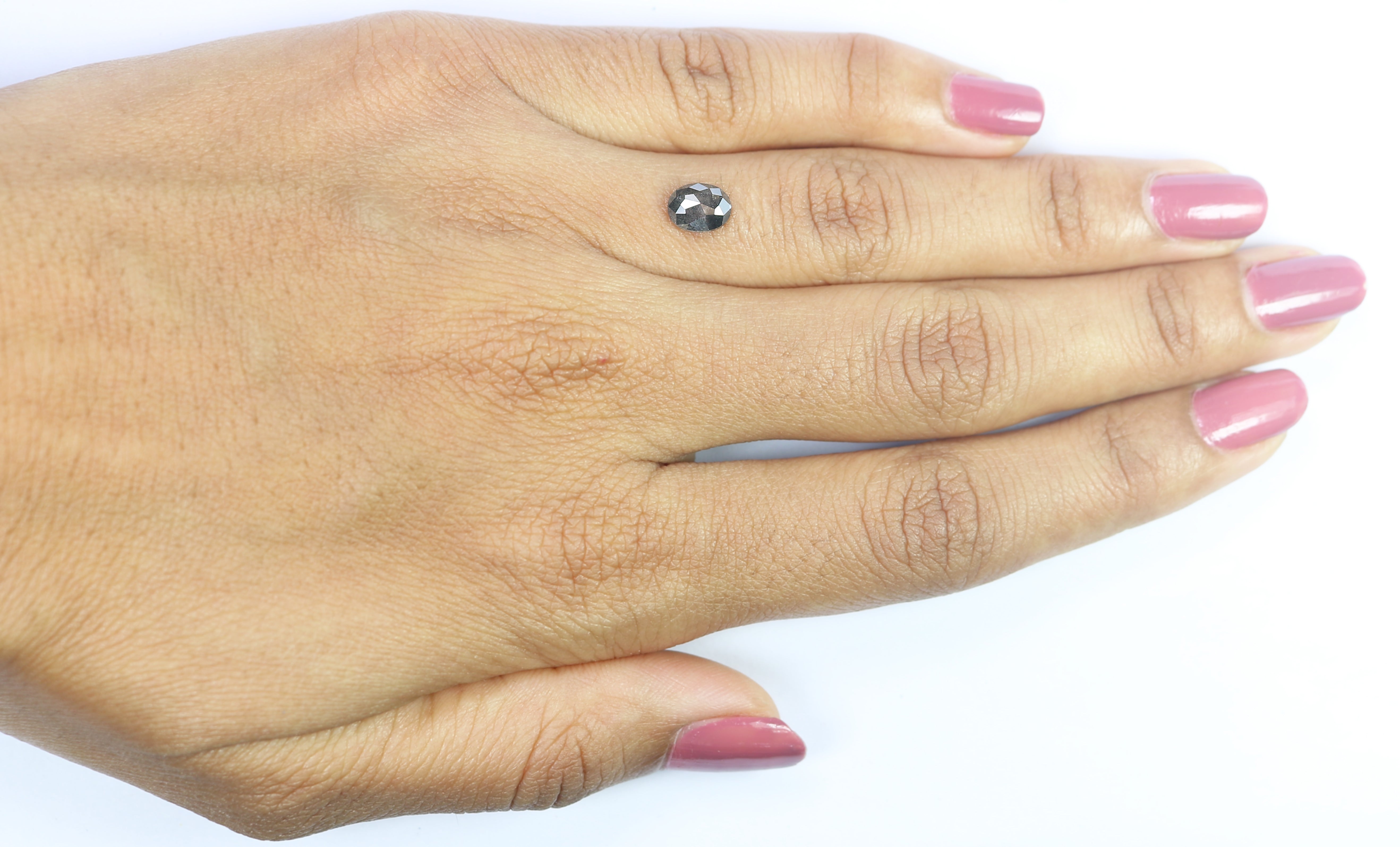 0.87 CT Natural Loose Oval Shape Diamond Salt And Pepper Oval Rose Cut Diamond 6.70 MM Black Grey Color Oval Shape Rose Cut Diamond LQ2059