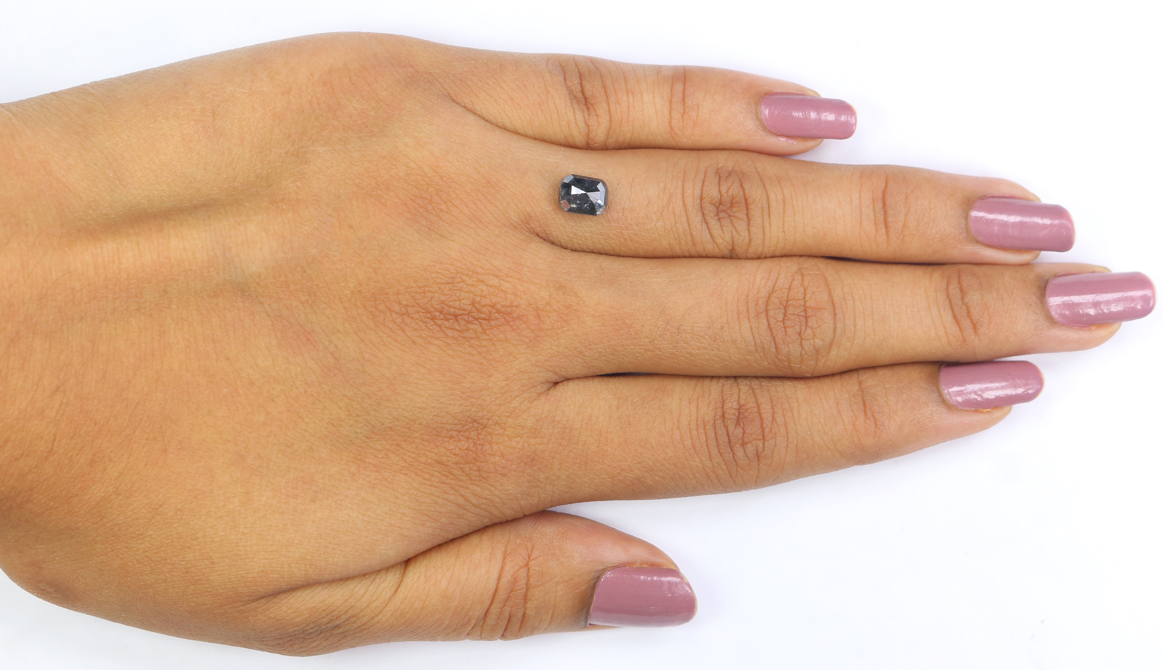 1.15 CT Natural Loose Cushion Shape Diamond Salt And Pepper Cushion Cut Diamond 6.40 MM Black Grey Color Cushion Rose Cut Diamond LQ2857