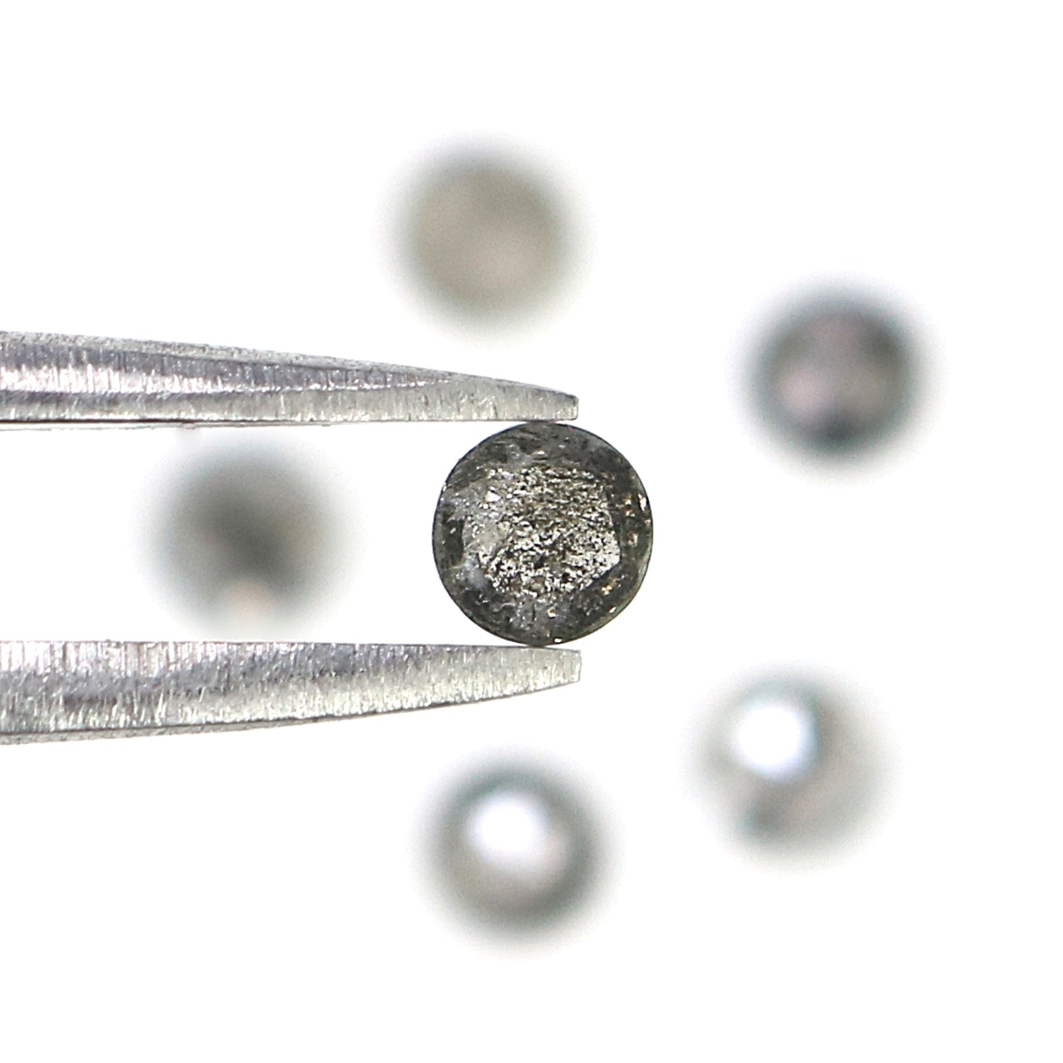 1.28 Ct Natural Loose Round Rose Cut Diamond Salt And Pepper Round Diamond 3.50 MM Natural Black Grey Color Round Rose Cut Diamond KQ2395