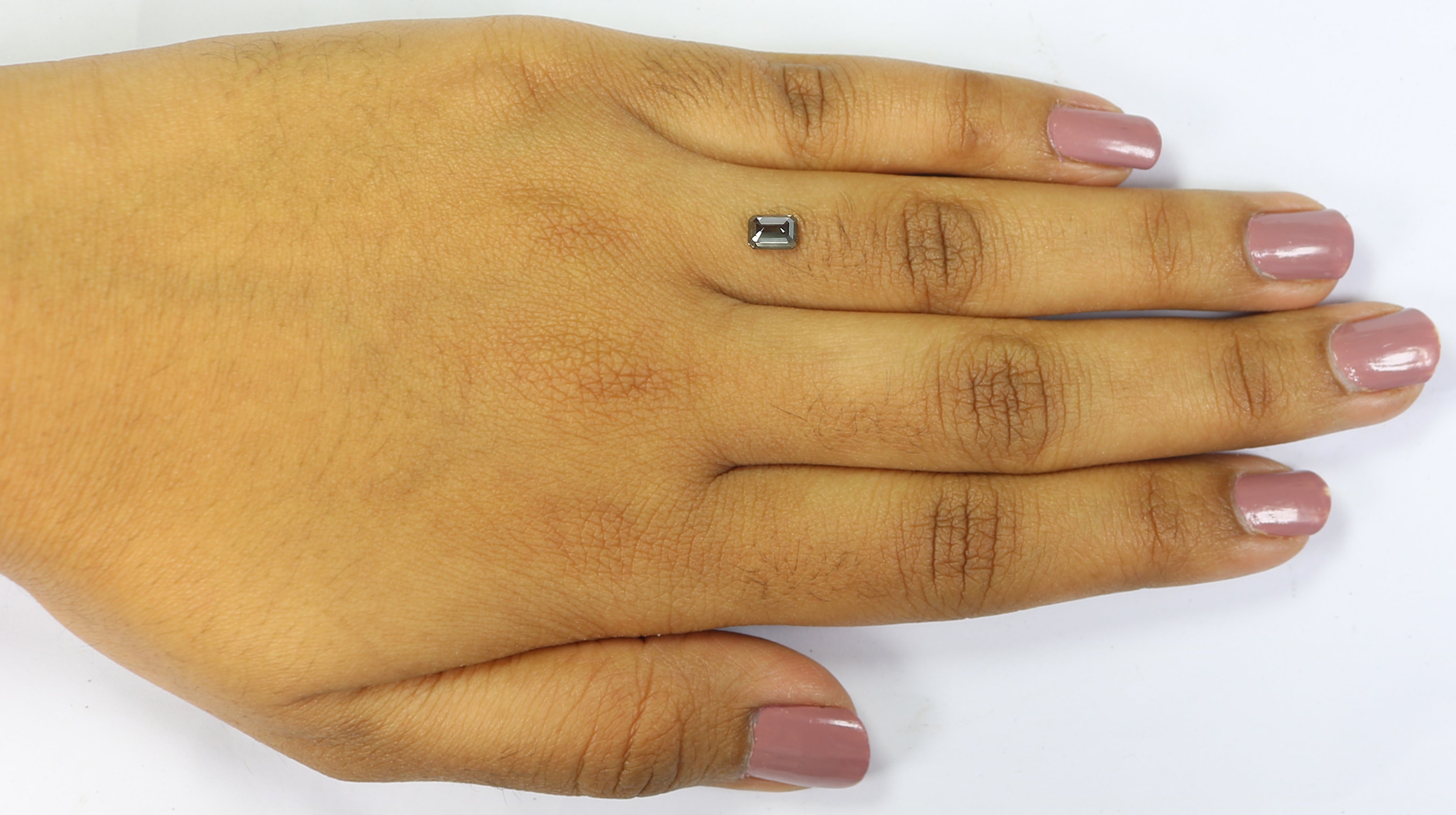 0.59 CT Natural Loose Emerald Shape Diamond Salt And Pepper Emerald Shape Diamond 5.35 MM Black Grey Color Emerald Rose Cut Diamond QL9757