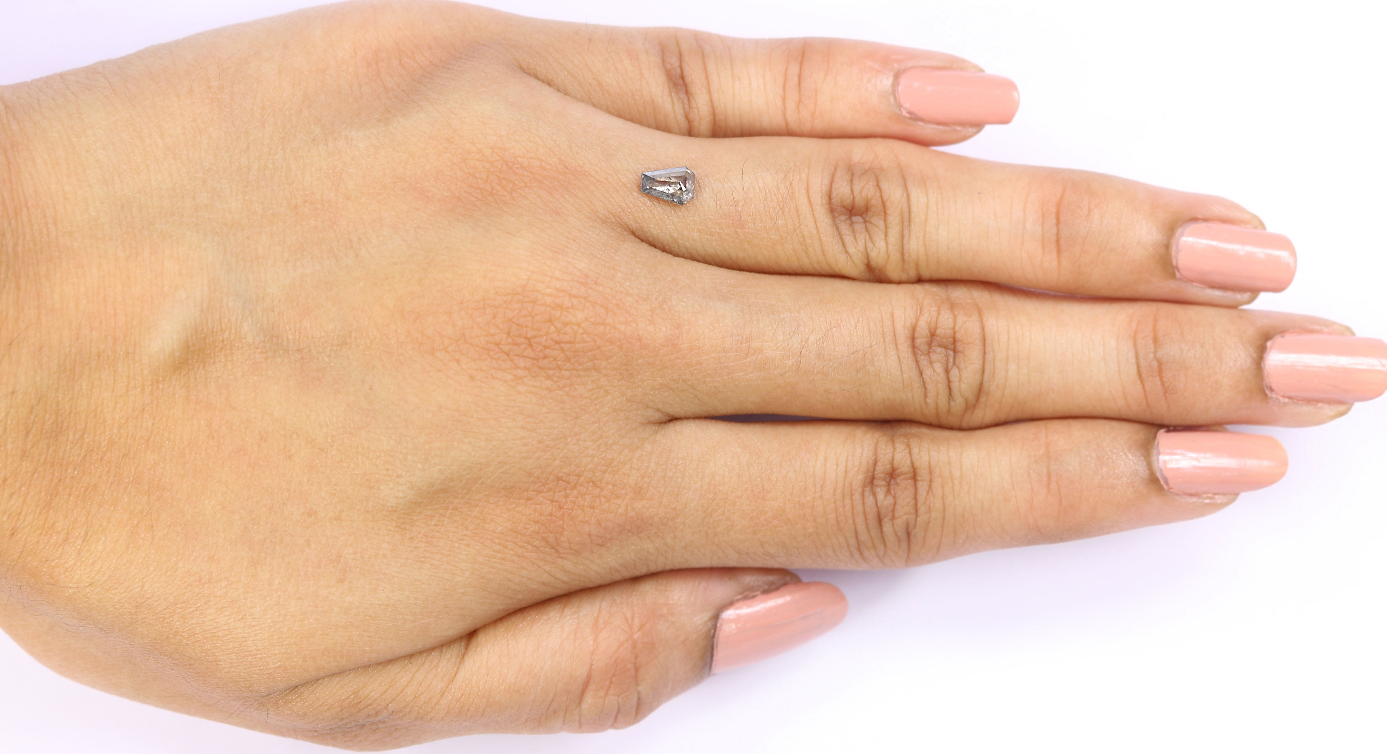 0.42 CT Natural Loose Coffin Shape Diamond Salt And Pepper Coffin Diamond 5.55 MM Natural Black Grey Color Coffin Rose Cut Diamond QL2159