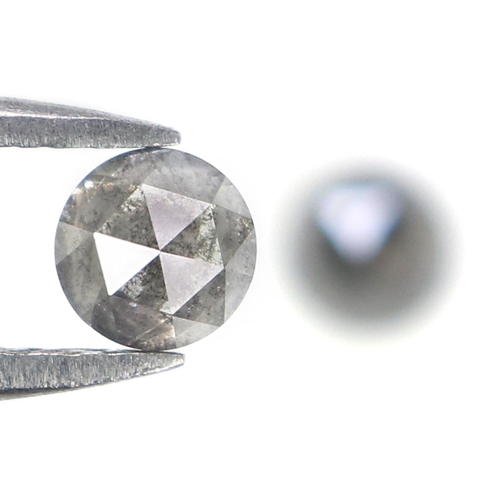 0.76 CT Natural Loose Round Cut Pair Diamond Salt And Pepper Round Diamond 4.25 MM Natural Black Gray Color Round Rose Cut Diamond NQ2343