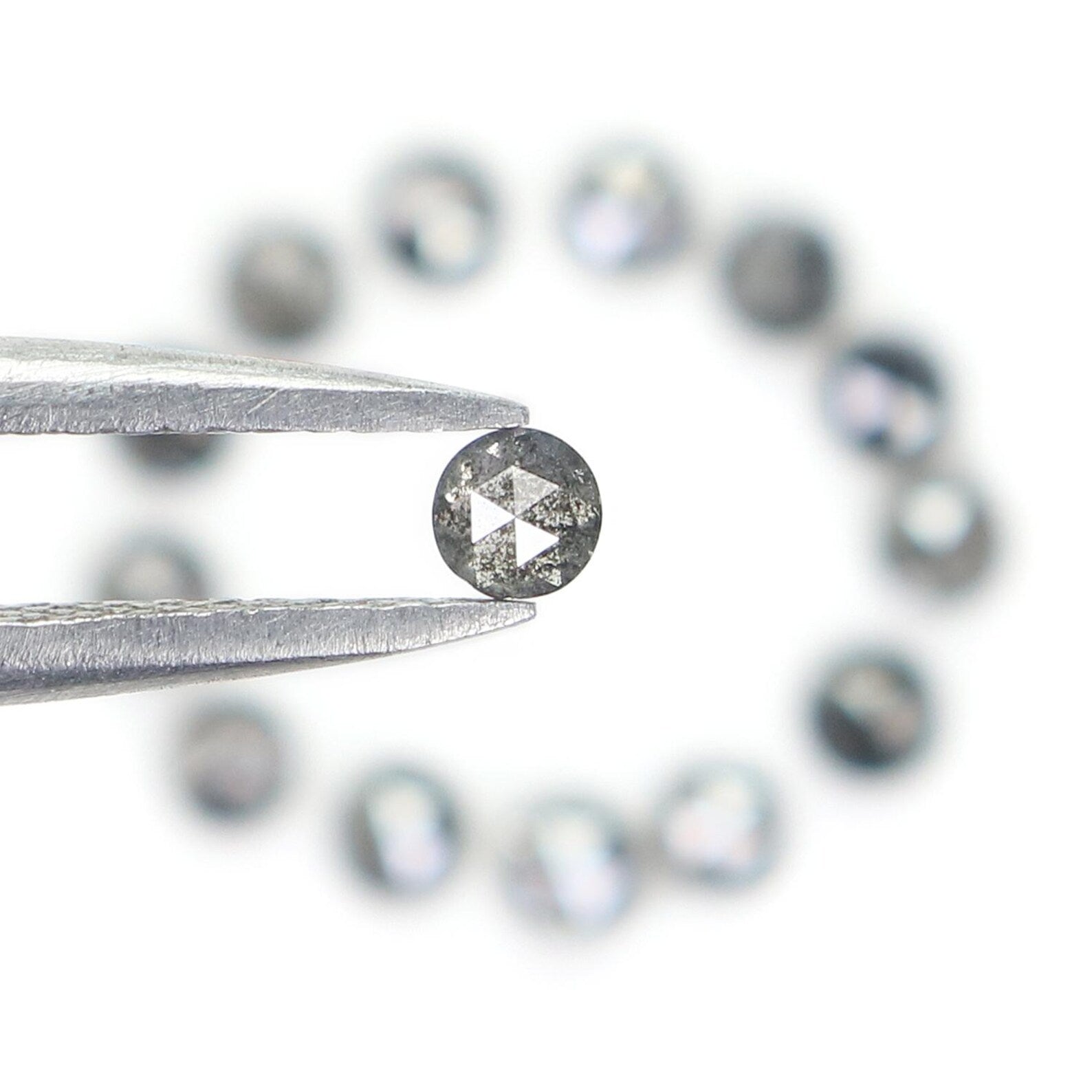 0.97 CT Natural Loose Round Cut Diamond Salt And Pepper Diamond 2.45 MM Natural Loose Diamond Black Grey Color Round Rose Cut Diamond NQ2348