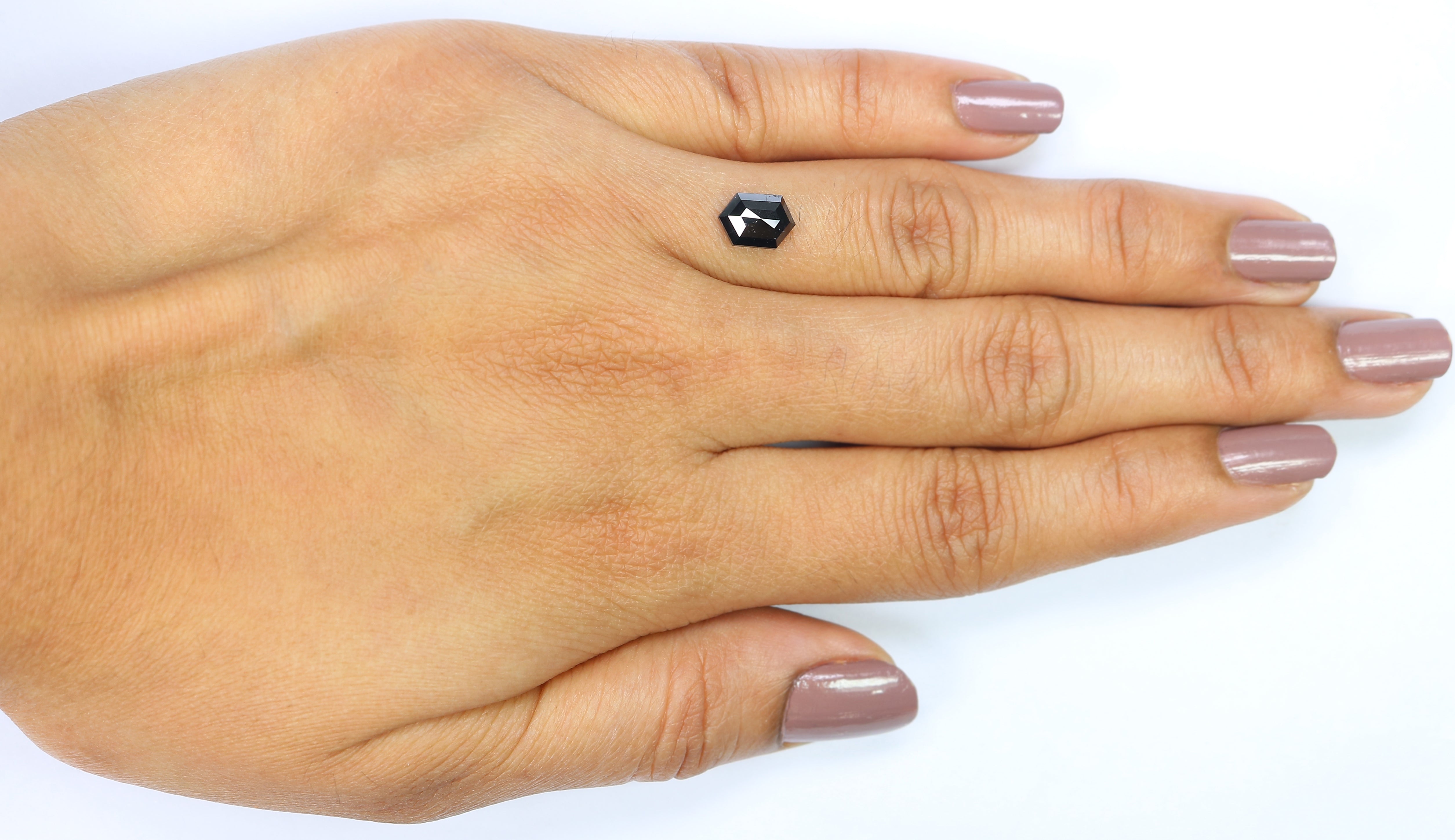 1.13 CT Natural Loose Hexagon Shape Diamond Black Hexagon Rose Cut Diamond 7.90 MM Natural Loose Black Color Hexagon Rose Cut Diamond QL9082