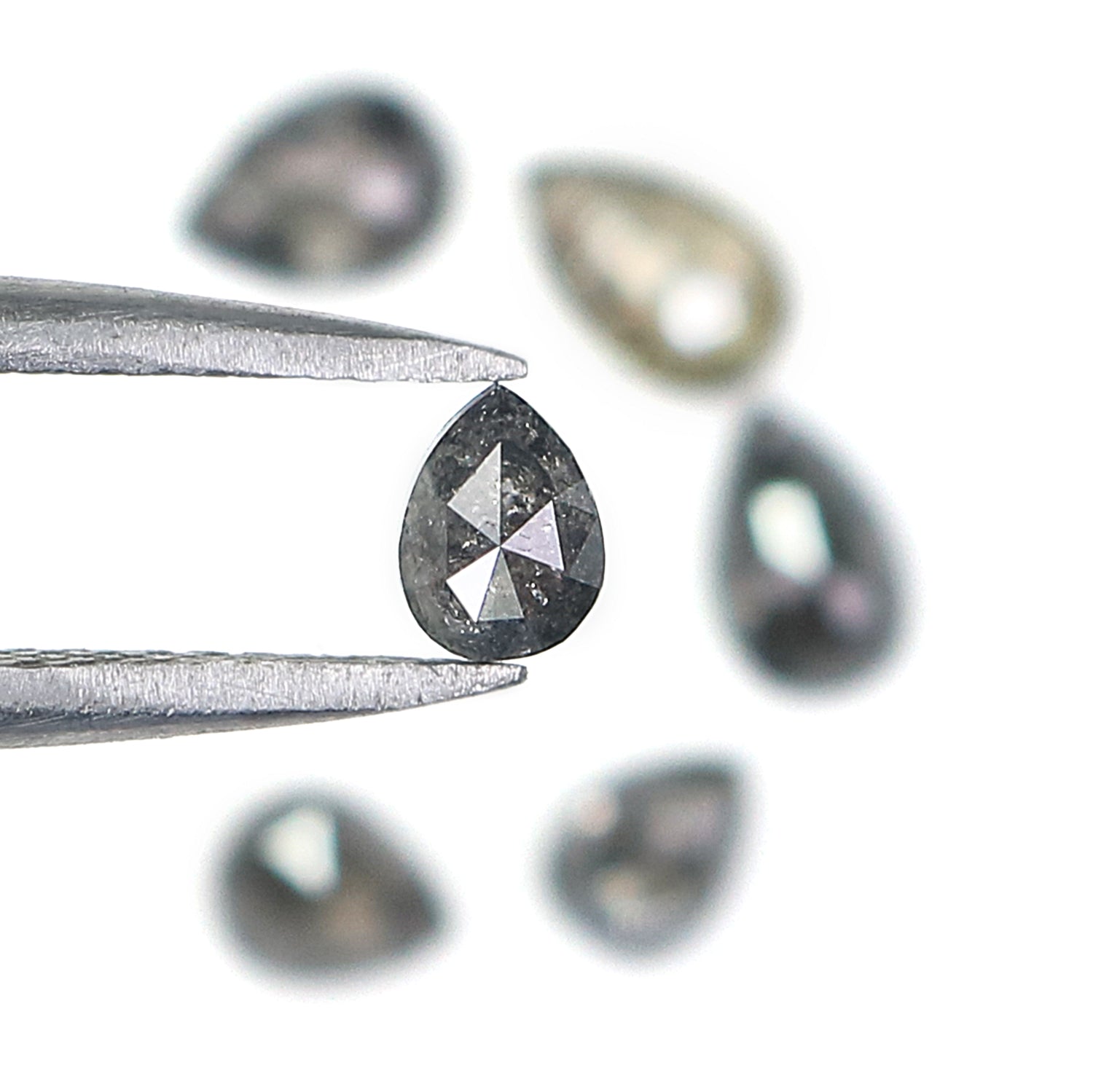 1.66 CT Natural Loose Pear Shape Diamond Salt And Pepper Pear Cut Diamond 4.20 MM Natural Loose Black Grey Color Pear Rose Cut Diamond LQ790