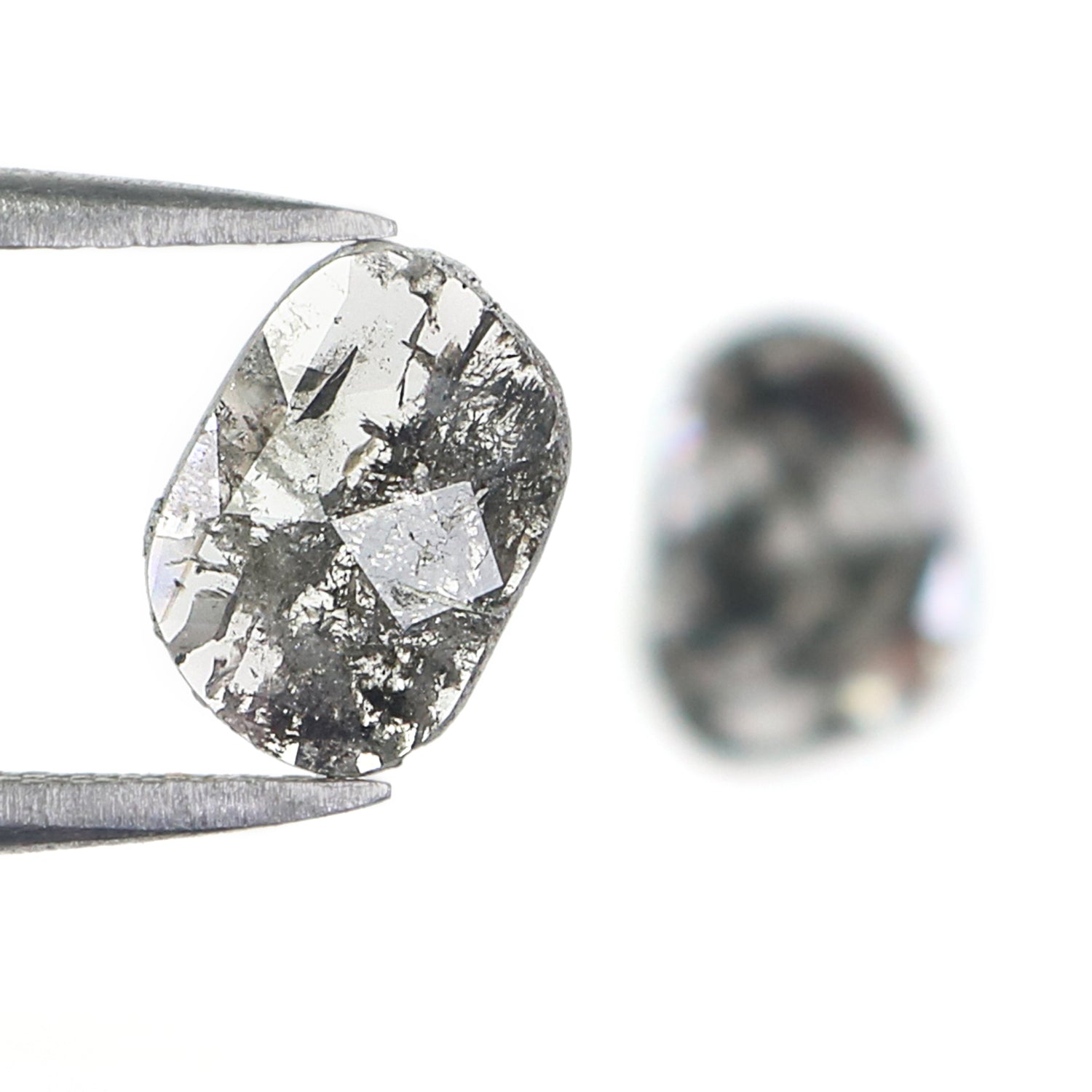 1.08 CT Natural Loose Slice Shape Diamond Salt And Pepper Slice Uncut Diamond 8.95 MM Natural Black Grey Diamond Irregular Cut Diamond L3551