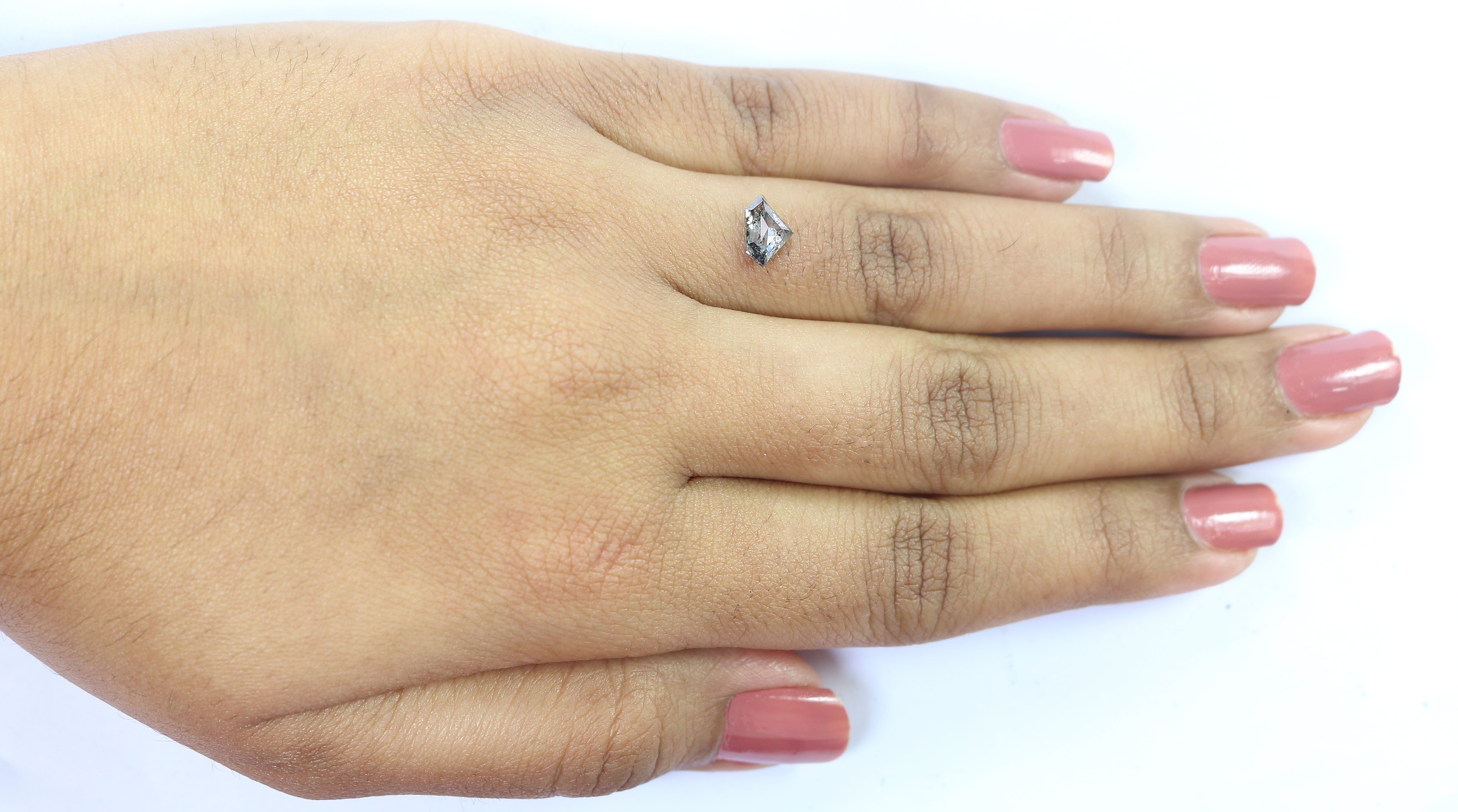 0.64 CT Natural Loose Shield Shape Diamond Salt And Pepper Shield Diamond 5.00 MM Natural Loose Black Color Shield Rose Cut Diamond QL9471