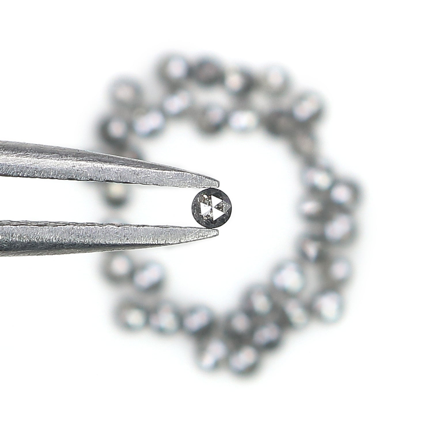 0.94 Ct Natural Loose Round Rose Cut Diamond Salt And Pepper Round Shape Diamond 1.70 MM Natural Black Grey Round Rose Cut Diamond LQ1373