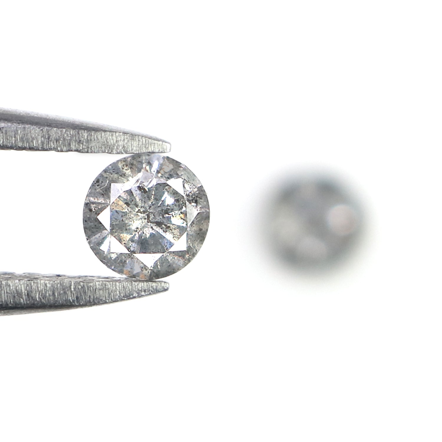 0.37 CT Natural Loose Round Shape Pair Diamond Salt And Pepper Round Diamond 3.65 MM Natural Black Gray Round Brilliant Cut Diamond N2287