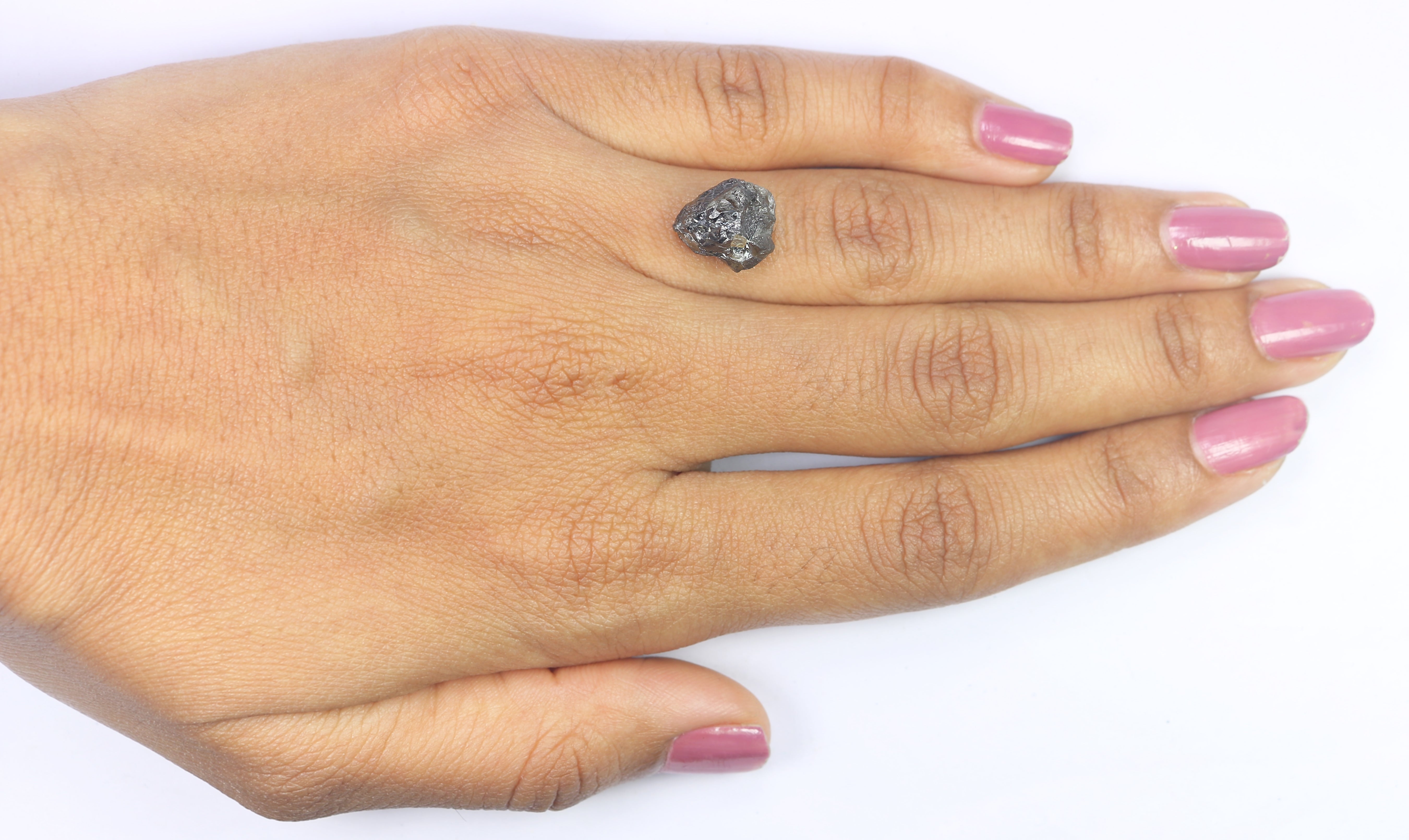 5.72 CT Natural Loose Rough Shape Diamond Black Color Rough Uncut Diamond 11.00 MM Natural Grey Color Rough Irregular Cut Diamond LQ3357