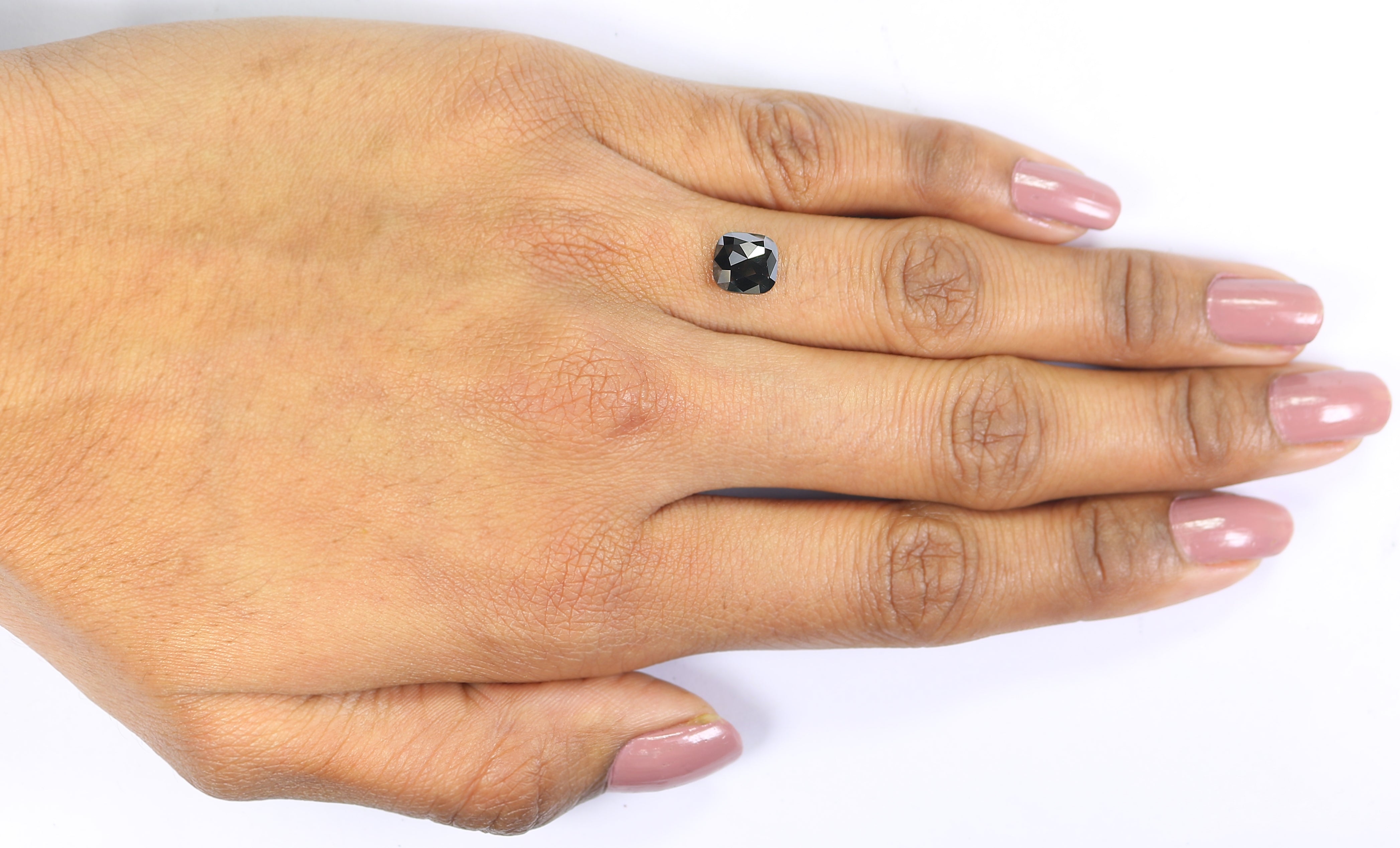 1.54 CT IGI Certified Natural Loose Cushion Modified Brilliant Cut Diamond Natural Black Color Diamond 7.15 MM Cushion Shape Diamond QL9398