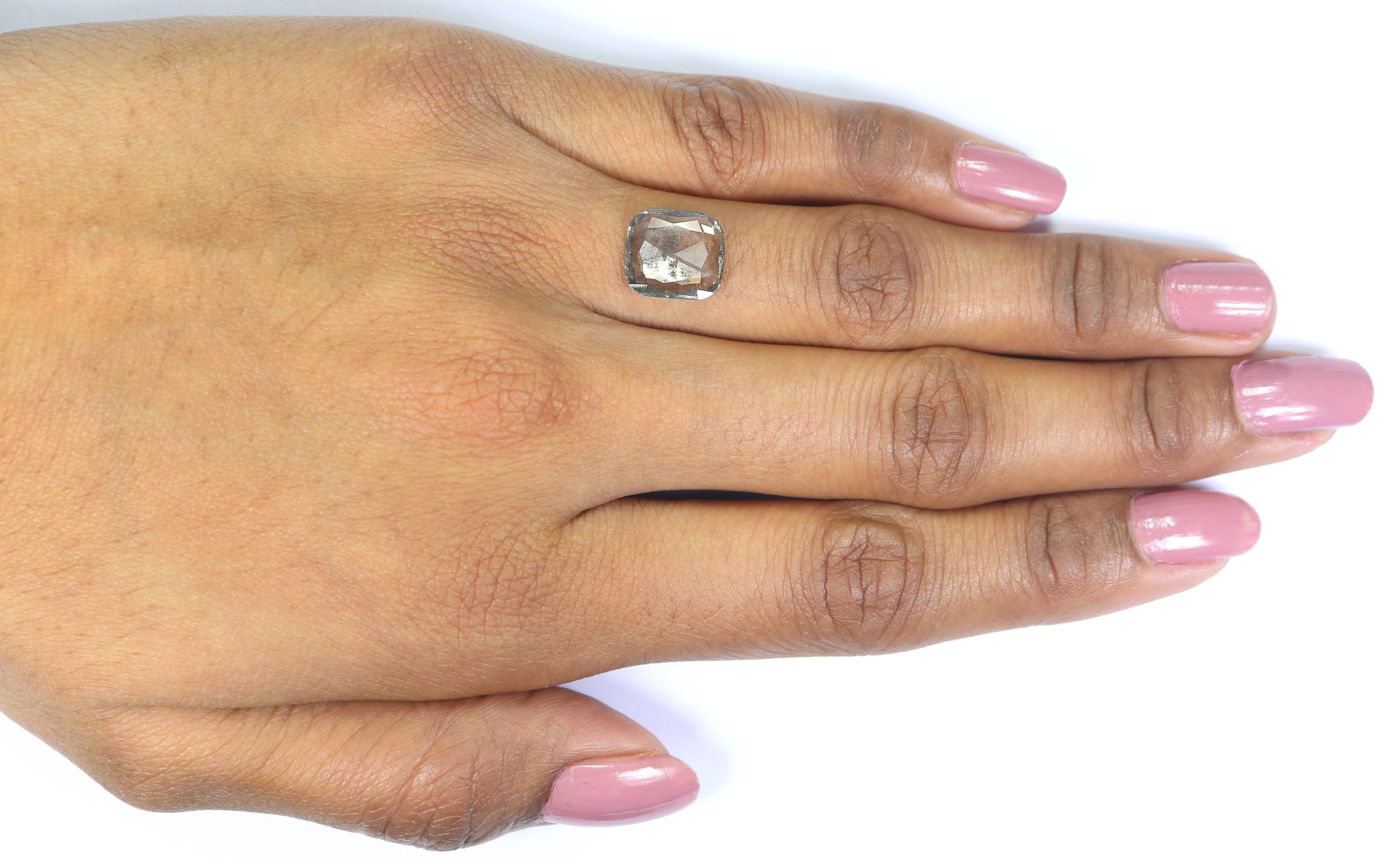 1.95 CT Cushion Rose Cut Salt And Pepper Lab Grown 10.50 MM Loose Diamond CVD Fancy Black Grey Color Lab Created Antique Cut Diamonds L3523