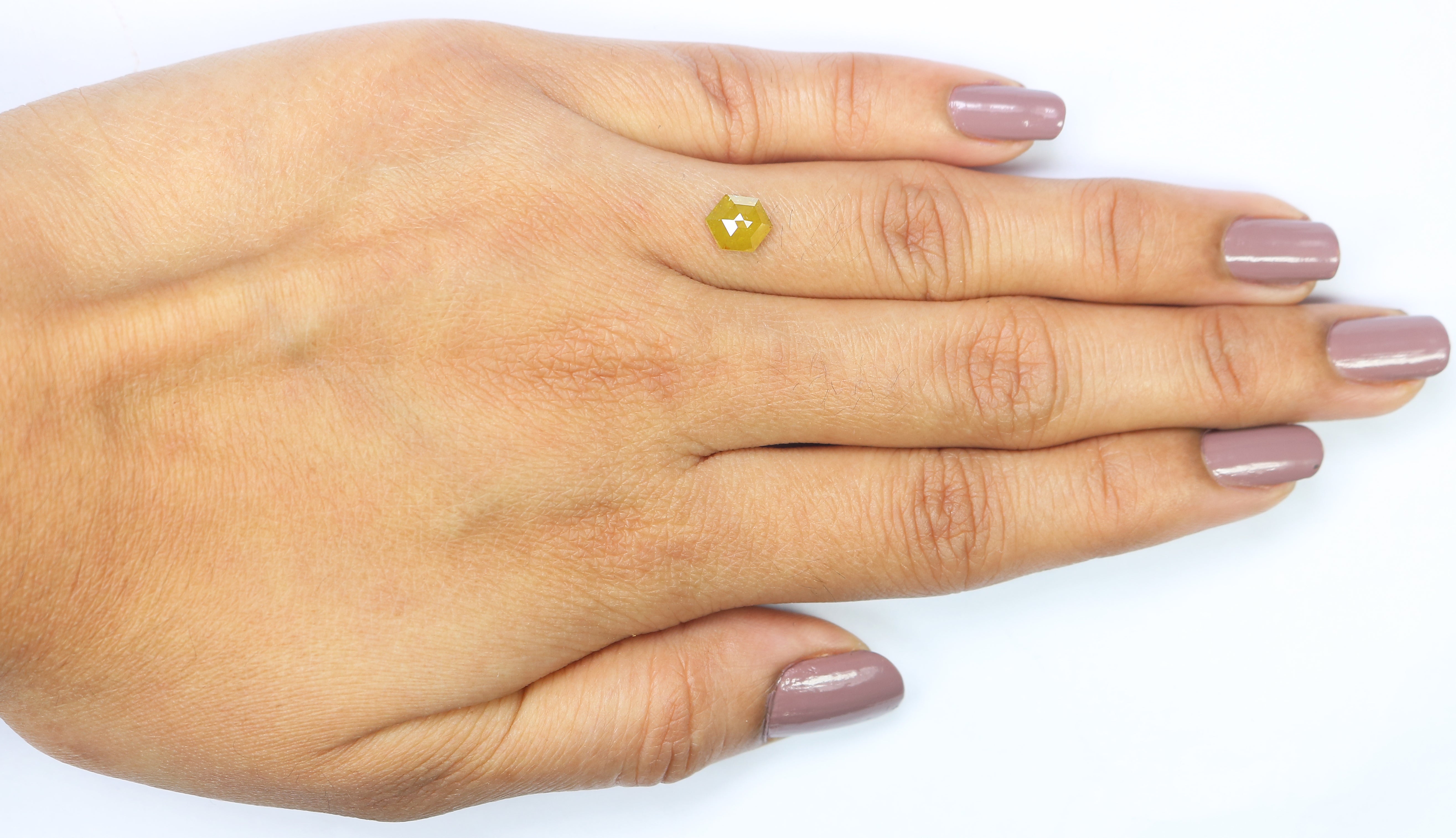 0.89 CT Natural Loose Hexagon Shape Diamond Yellow Color Hexagon Cut Diamond 5.80 MM Natural Yellow Color Hexagon Rose Cut Diamond KQ1279