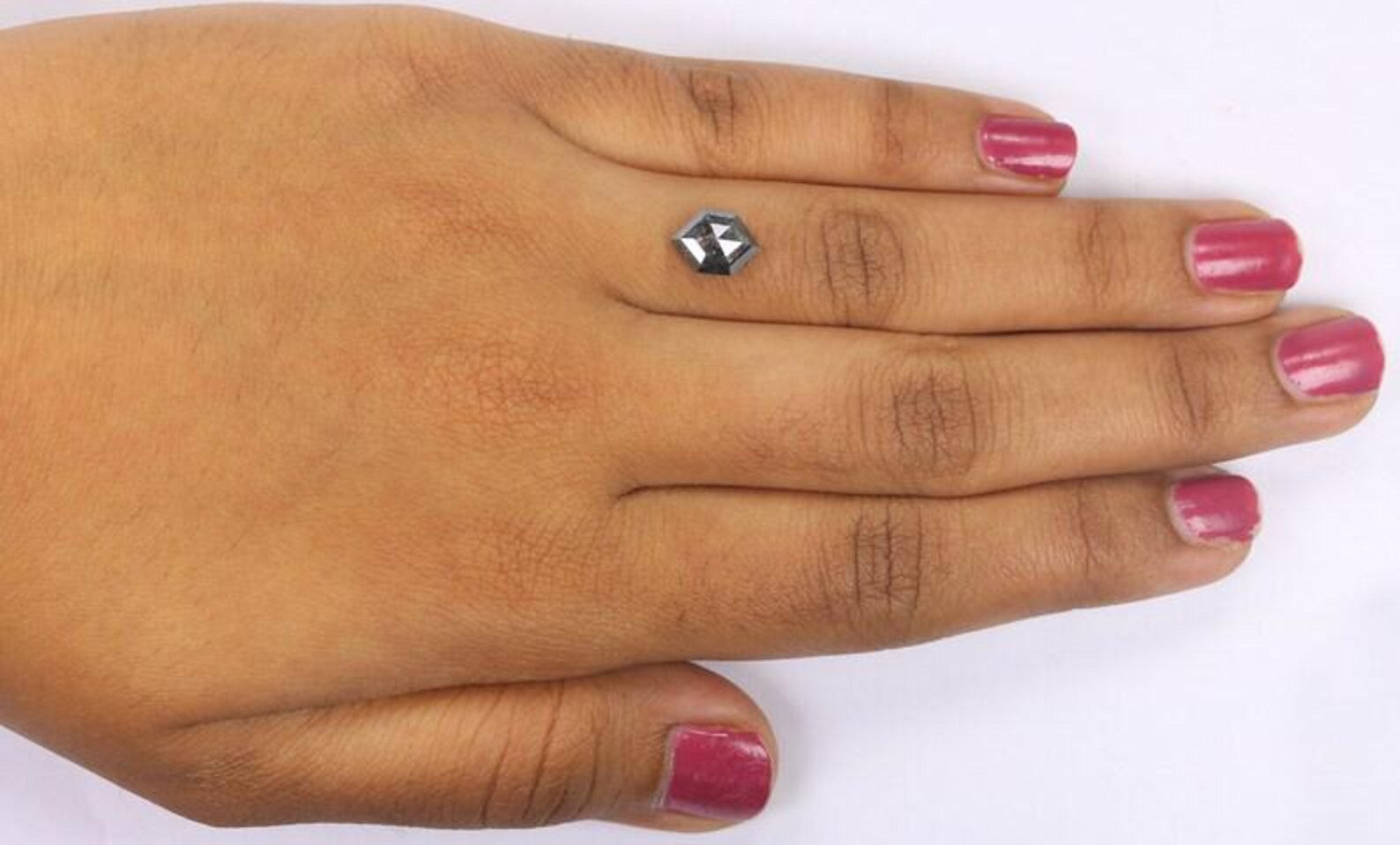 1.42 CT Natural Loose Hexagon Shape Diamond Salt And Pepper Hexagon Diamond 9.05 MM Natural Black Grey Color Hexagon Rose Cut Diamond NQ9441
