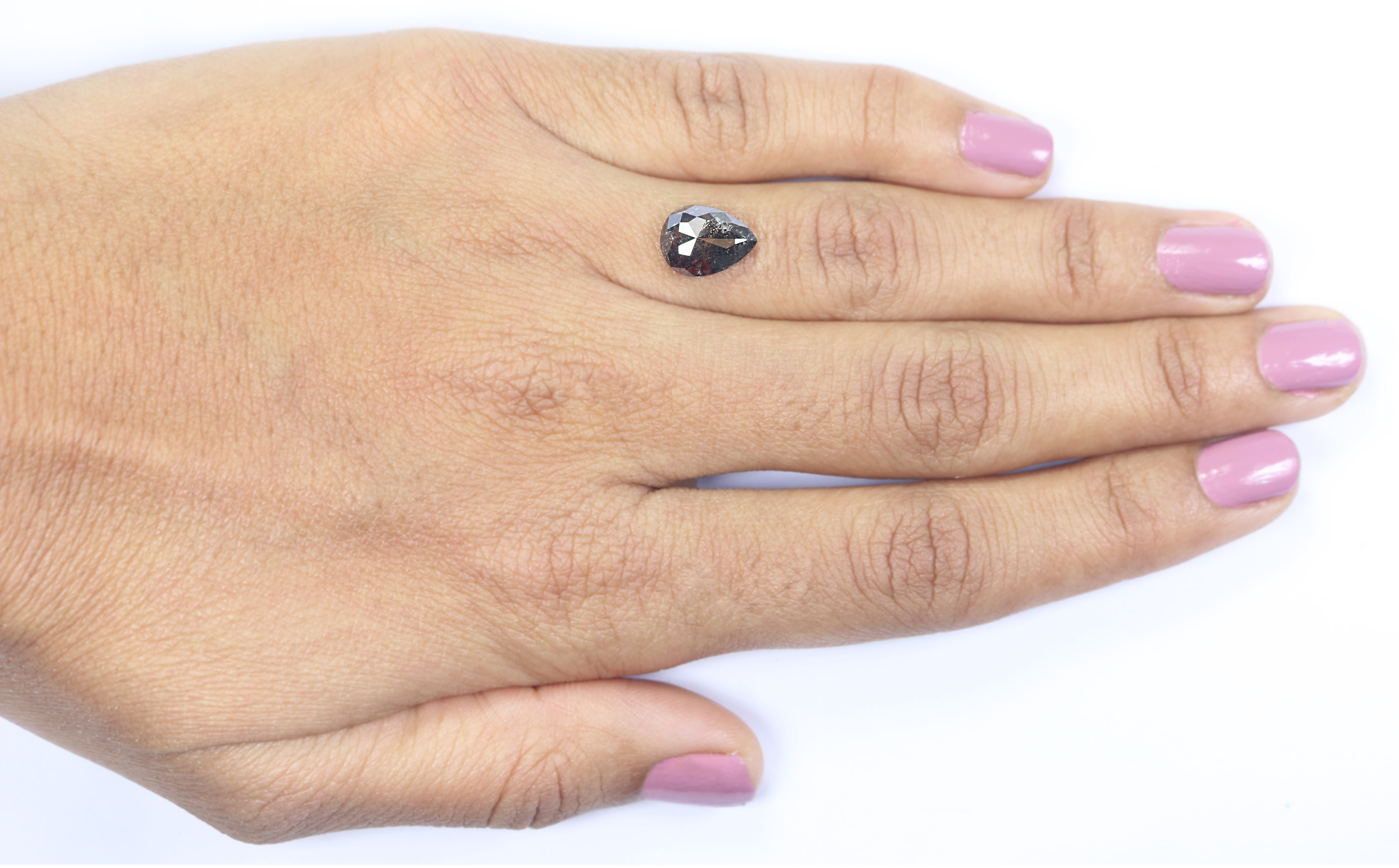 2.53 CT Natural Loose Pear Shape Diamond Salt And Pepper Pear Cut Diamond 10.35 MM Natural Black Grey Diamond Pear Rose Cut Diamond L3479