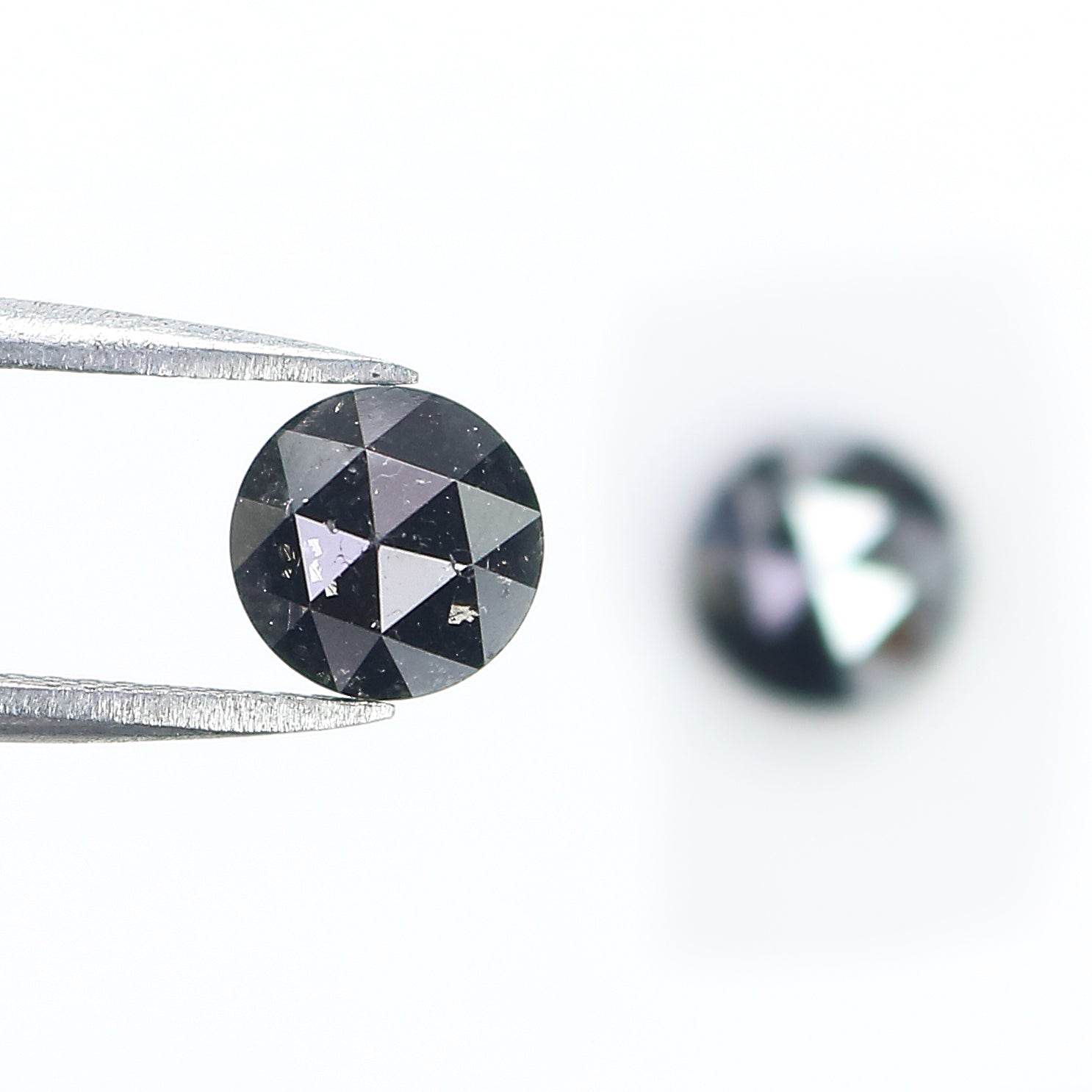 3.01 CT Natural Loose Round Rose Cut Pair Diamond Black Color Round Shape Diamond 6.95 MM Natural Black Color Round Rose Cut Diamond LQ1691