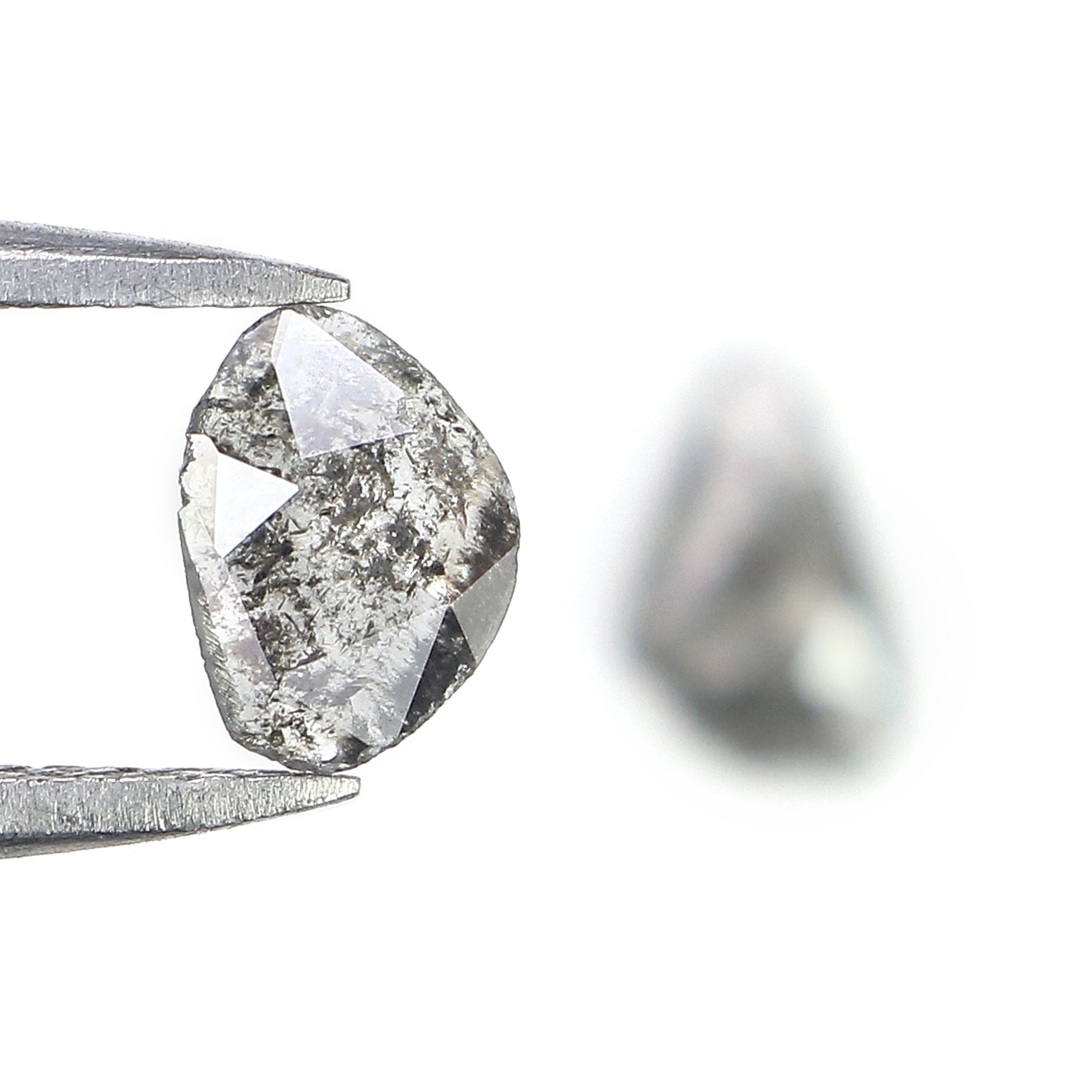 0.70 CT Natural Loose Slice Shape Diamond Salt And Pepper Slice Cut Diamond 7.05 MM Natural Black Grey Color Slice Irregular Diamond LQ3373