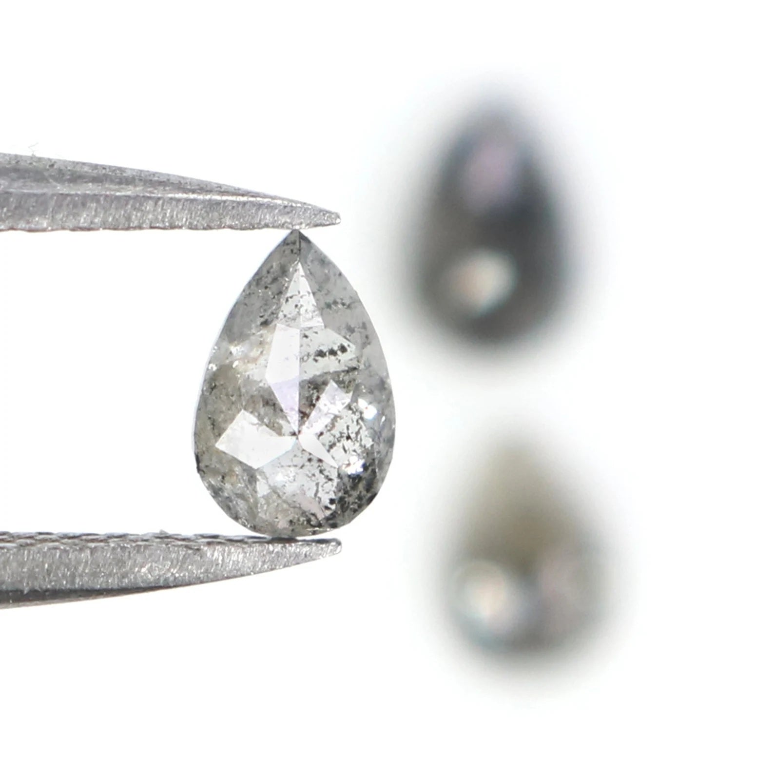 Natural Loose Pear Diamond, Salt And Pepper Pear Diamond, Natural Loose Diamond, Pear Rose Cut Diamond, 0.81 CT Pear Shape Diamond, KDN2285