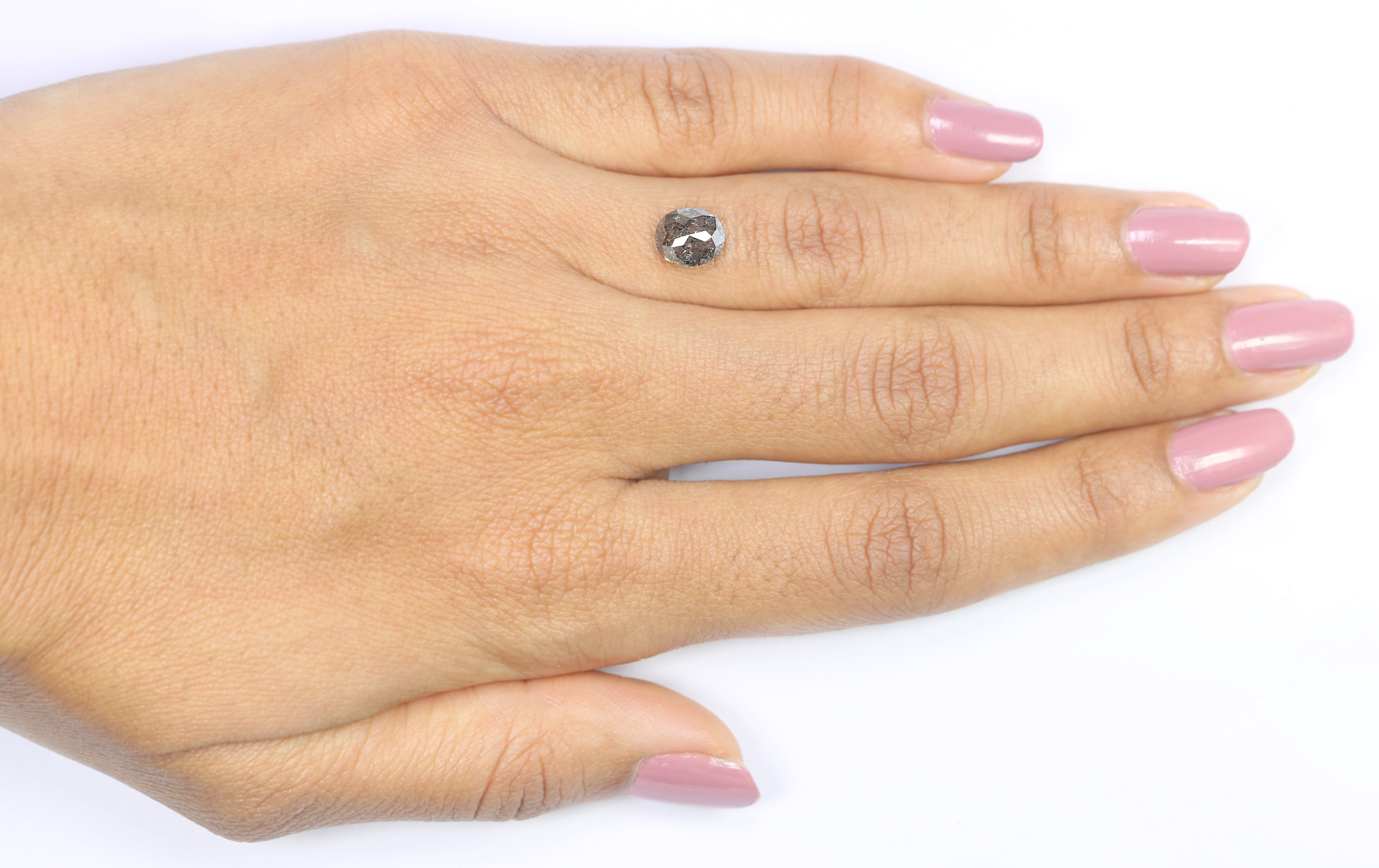 1.33 CT Natural Loose Oval Shape Diamond Salt And Pepper Oval Diamond 7.50 MM Natural Loose Black Grey Color Oval Rose Cut Diamond L3413
