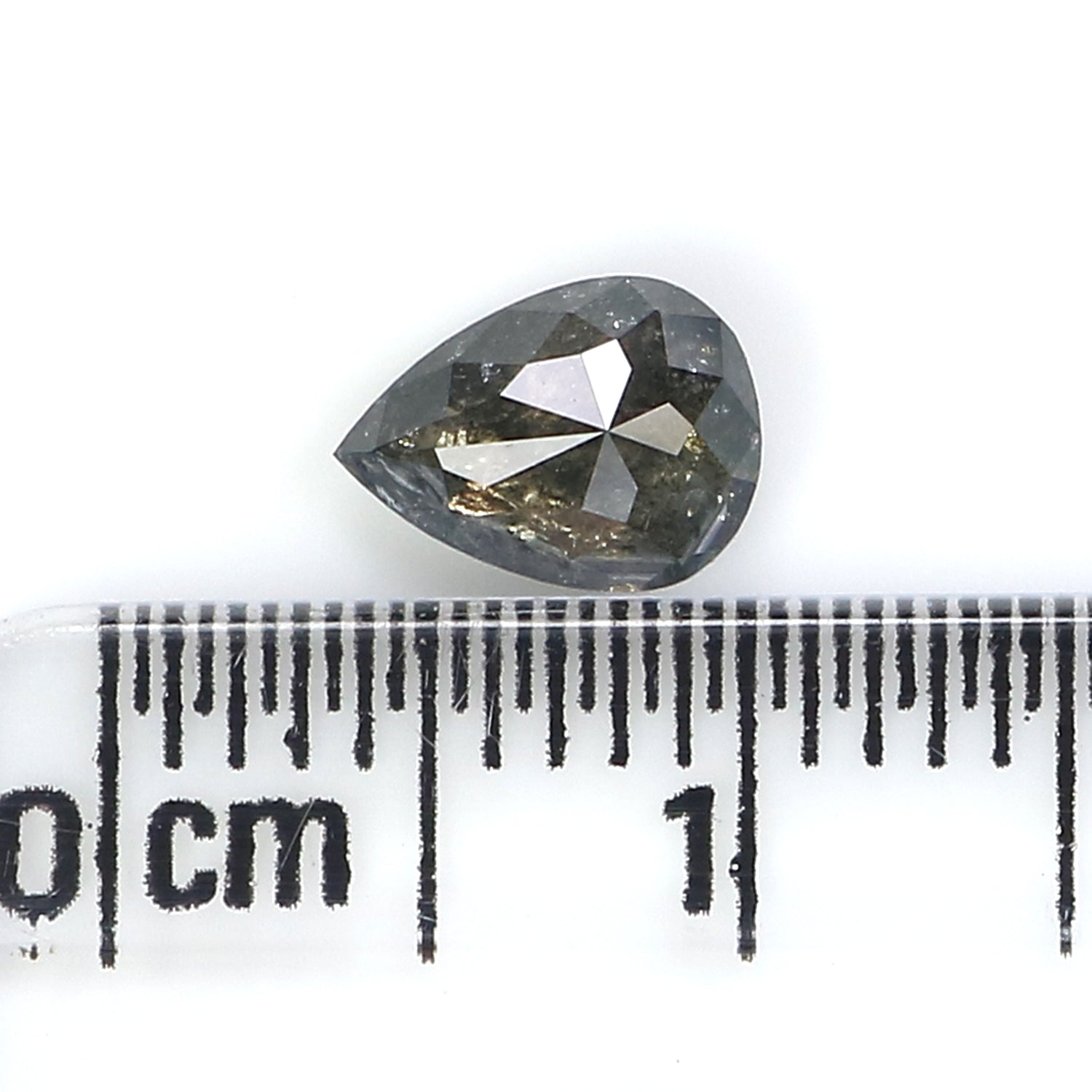 0.74 CT Natural Loose Pear Shape Diamond Salt And Pepper Pear Rose Cut Diamond 6.75 MM Black Grey Color Pear Shape Rose Cut Diamond LQ2936