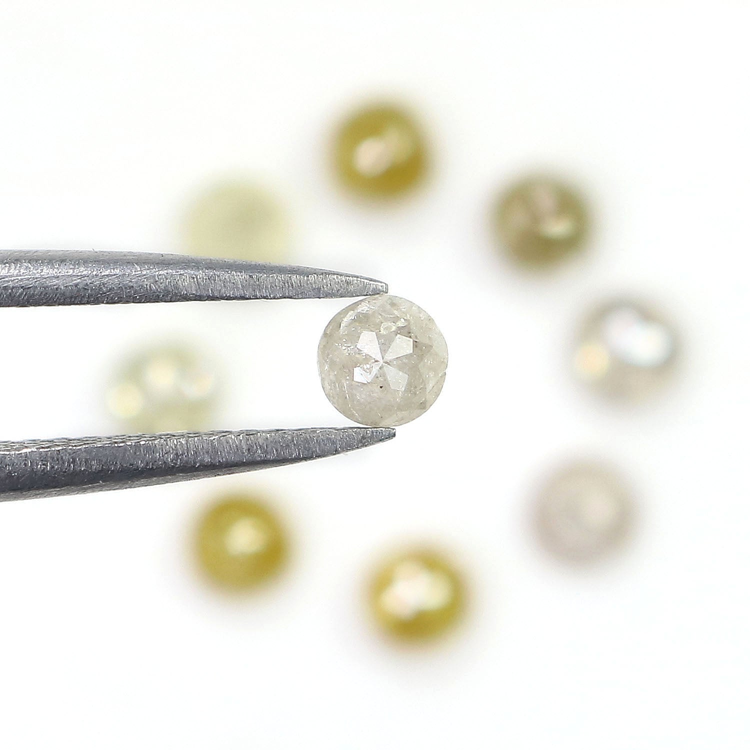 2.25 CT Natural Loose Round Rose Cut Diamond Grey Color Round Shape Diamond 3.50 MM Natural Loose Yellow Color Round Rose Cut Diamond LQ1704