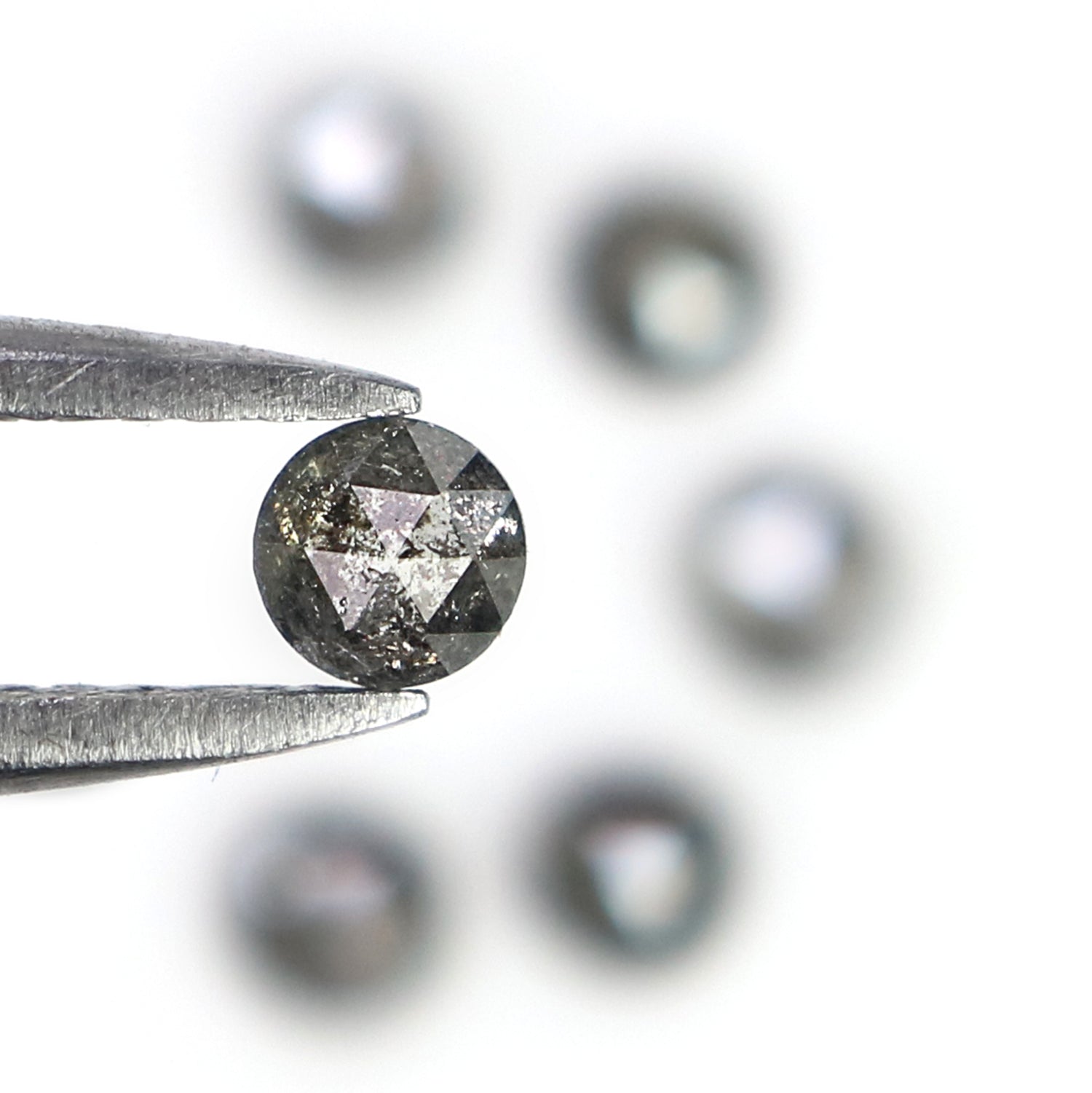 0.73 Ct Natural Loose Round Shape Diamond Salt And Pepper Round Cut Diamond 2.90 MM Natural Black Gray Color Round Rose Cut Diamond N8590