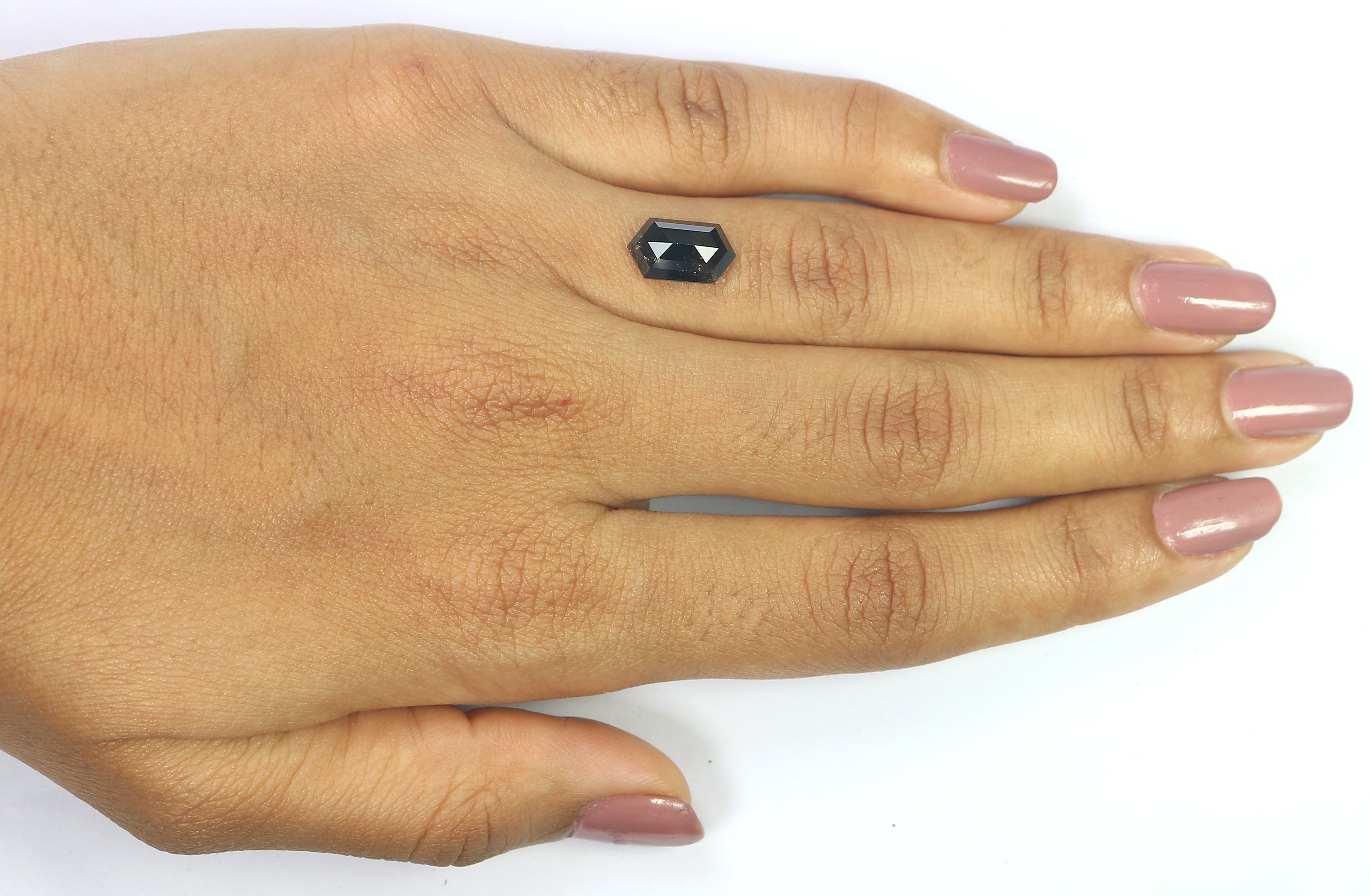 2.62 CT Natural Loose Hexagon Shape Diamond Black Color Hexagon Cut Diamond 11.50 MM Natural Brown Color Hexagon Rose Cut Diamond L3405