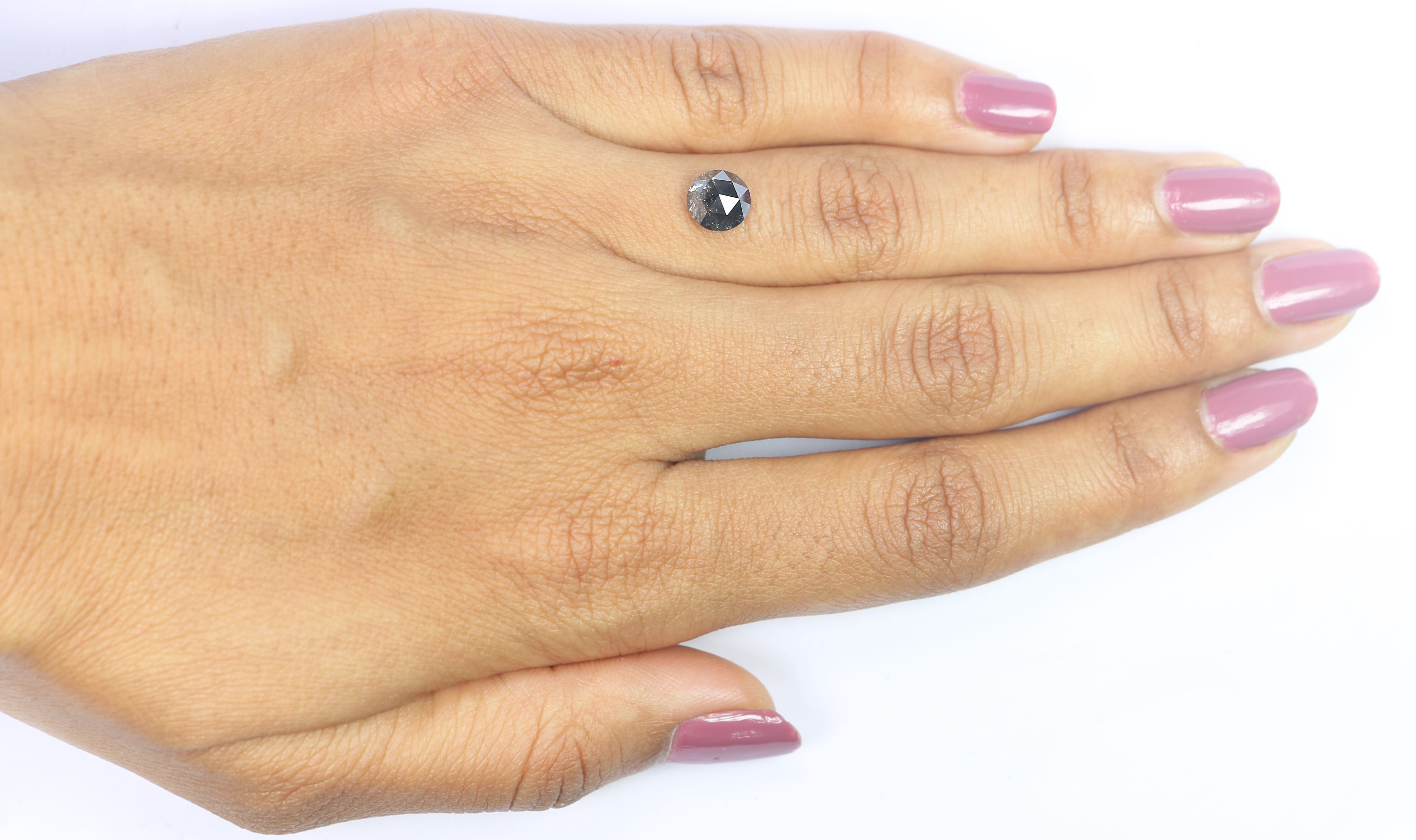 1.26 Ct Natural Loose Round Rose Cut Diamond Salt And Pepper Round Shape Diamond 6.70 MM Natural Black Grey Round Rose Cut Diamond LQ278