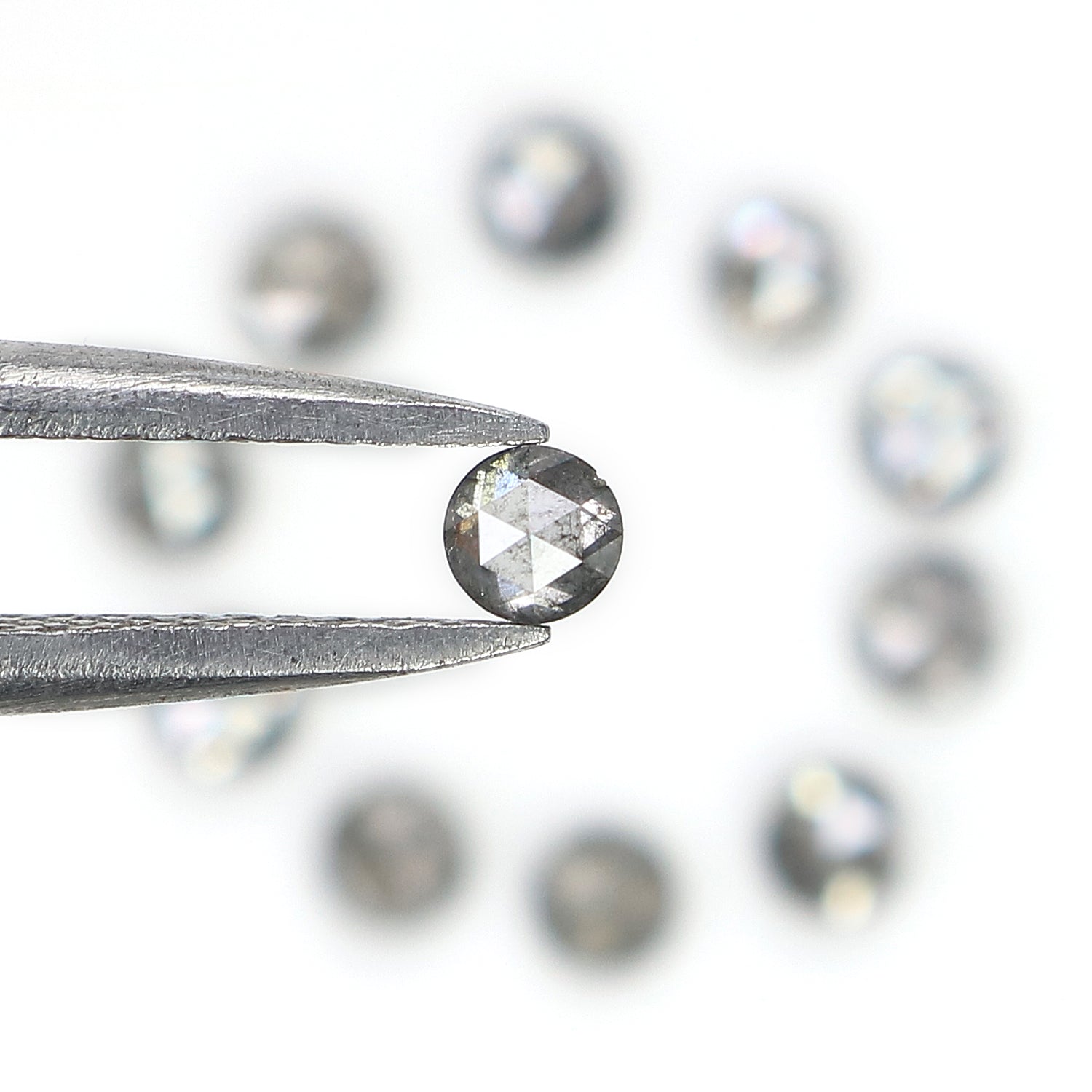 1.26 Ct Natural Loose Round Rose Cut Diamond Salt And Pepper Round Shape Diamond 2.70 MM Natural Black Grey Round Rose Cut Diamond LQ2775