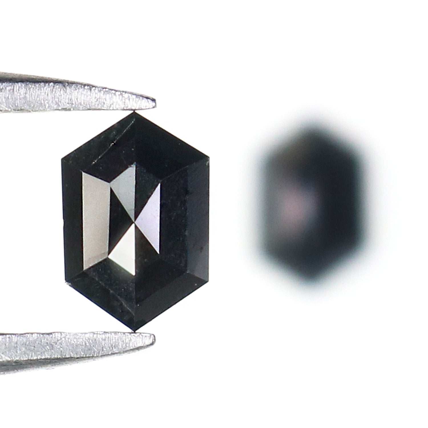 0.67 CT Natural Loose Hexagon Cut Pair Diamond Black Hexagon Cut Diamond 5.60 MM Natural Loose Black Color Hexagon Rose Cut Diamond L2740