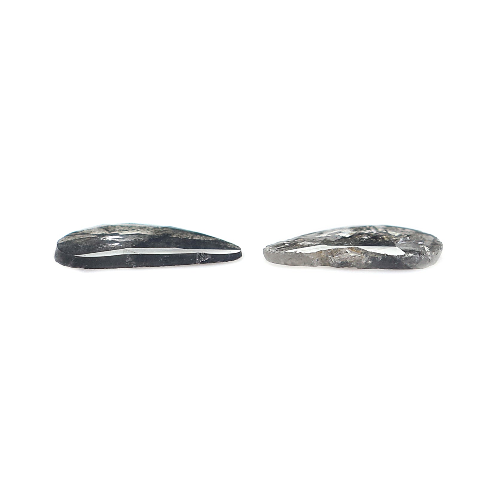 0.73 CT Natural Loose Slice Shape Diamond Salt And Pepper Slice Uncut Diamond 7.95 MM Natural Black Grey Diamond Irregular Cut Diamond L3543