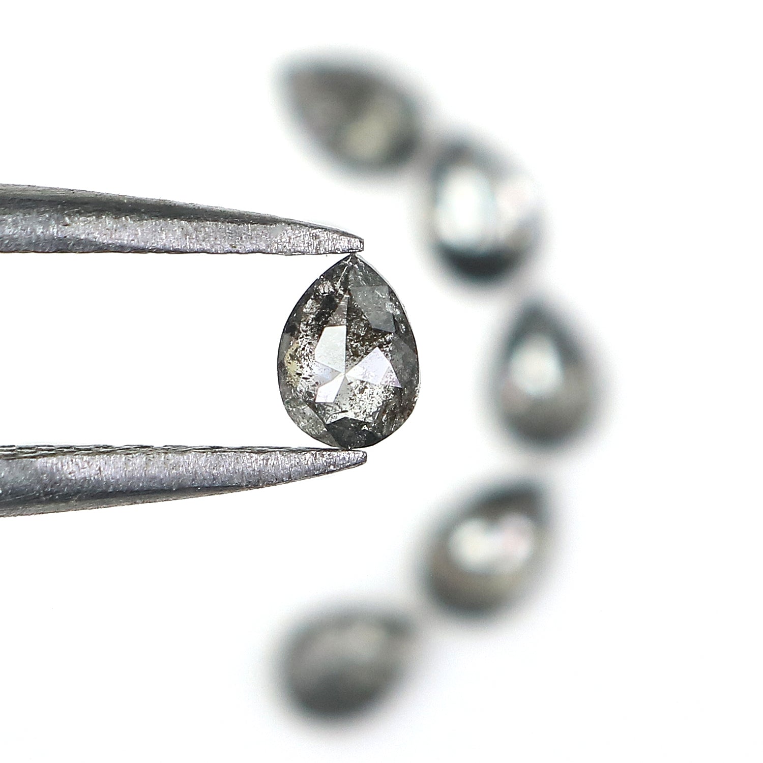 1.01 CT Natural Loose Pear Shape Diamond Salt And Pepper Pear Diamond 4.40 MM Natural Loose Black Grey Color Pear Rose Cut Diamond QL1275