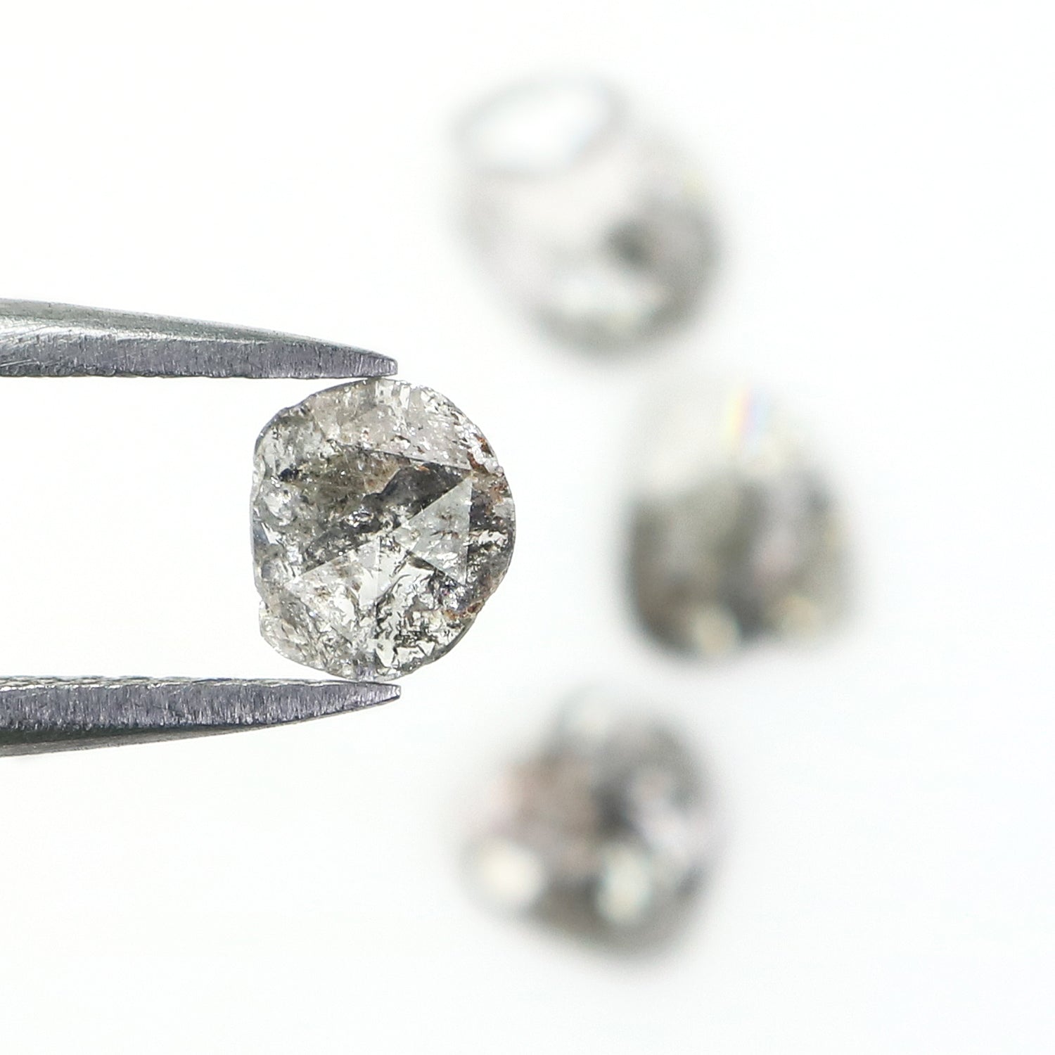 0.94 CT Natural Loose Slice Shape Diamond Salt And Pepper Slice Cut Diamond 5.95 MM Natural Black Grey Diamond Irregular Cut Diamond L3471