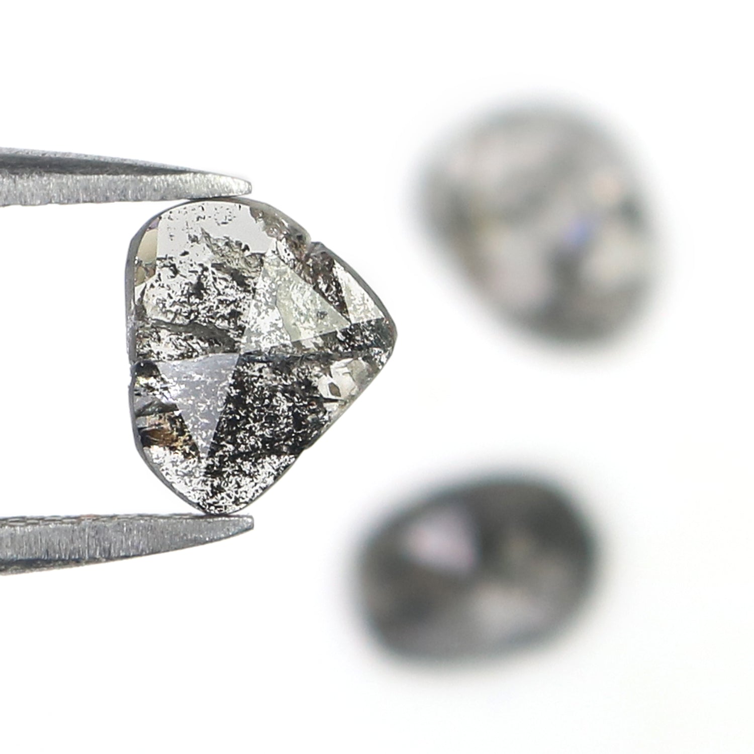 1.34 CT Natural Loose Slice Shape Diamond Salt And Pepper Slice Uncut Diamond 6.90 MM Natural Black Grey Diamond Irregular Cut Diamond L3587