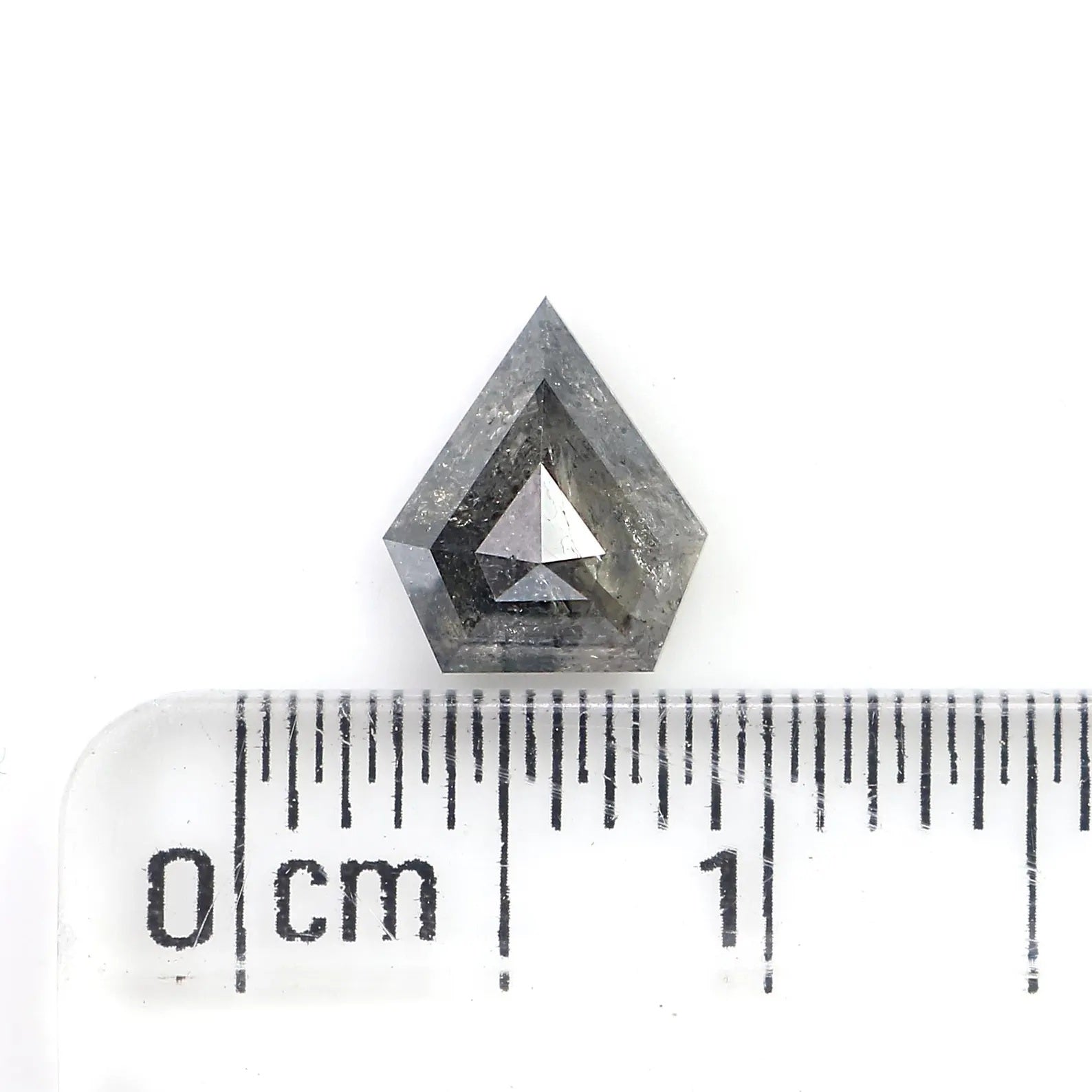 0.88 CT Natural Loose Shield Shape Diamond Salt And Pepper Shield Diamond 7.20 MM Natural Black Grey Color Shield Rose Cut Diamond QN9205