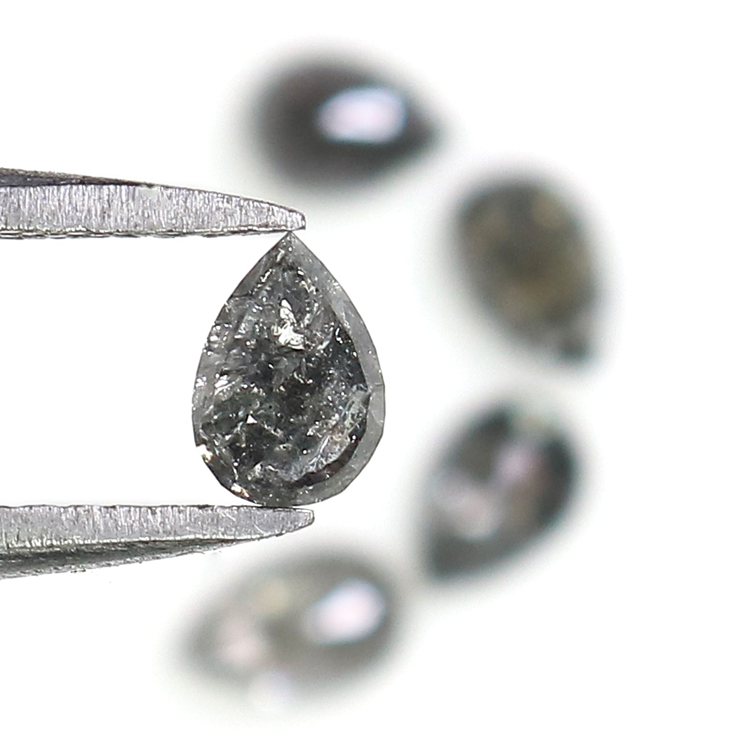 1.22 CT Natural Loose Pear Shape Diamond Salt And Pepper Pear Cut Diamond 4.70 MM Natural Loose Black Grey Color Pear Rose Cut Diamond QL752