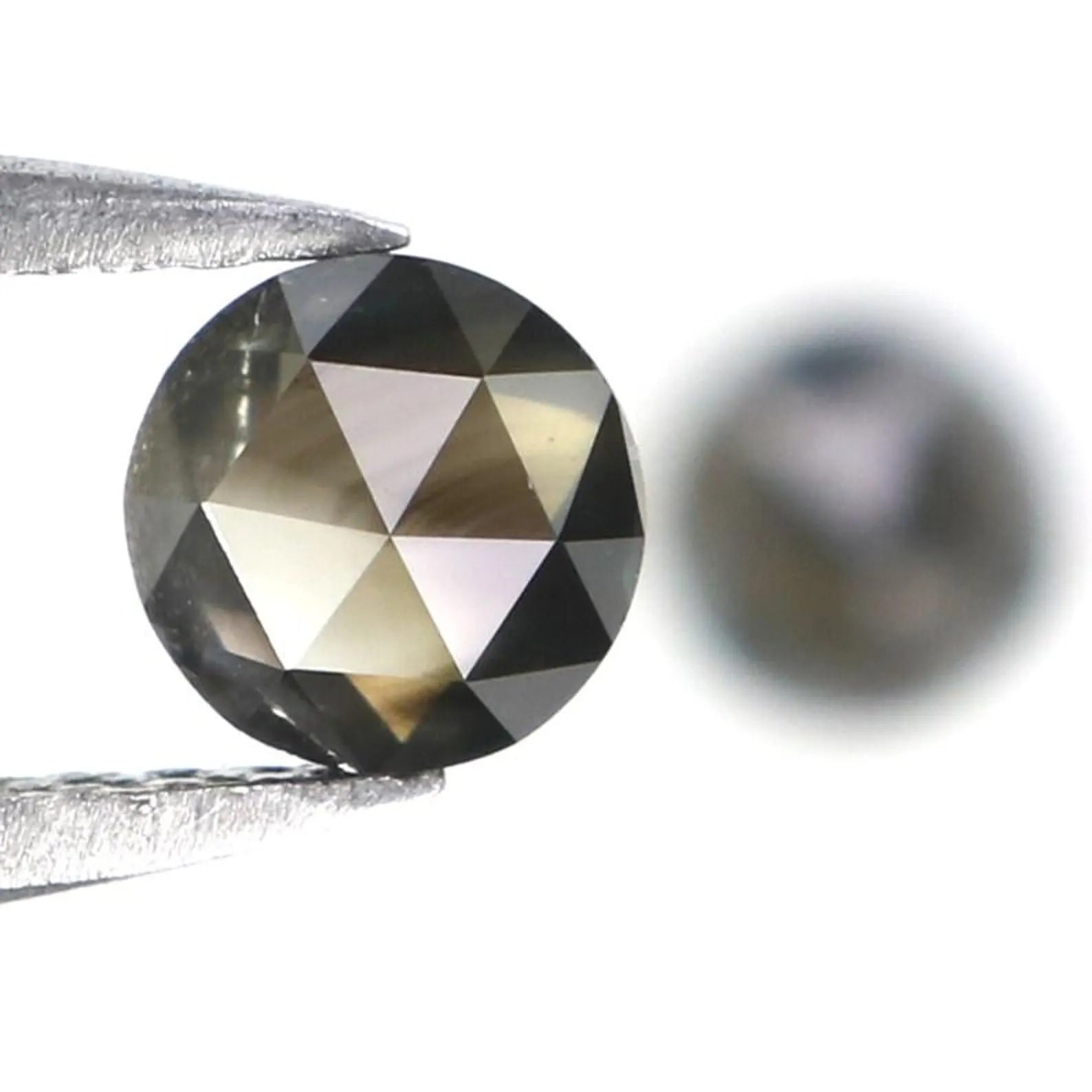 0.74 Ct Natural Loose Round Shape Pair Diamond Salt And Pepper Round Diamond 4.40 MM Natural Black Gray Color Round Rose Cut Diamond NQ2342