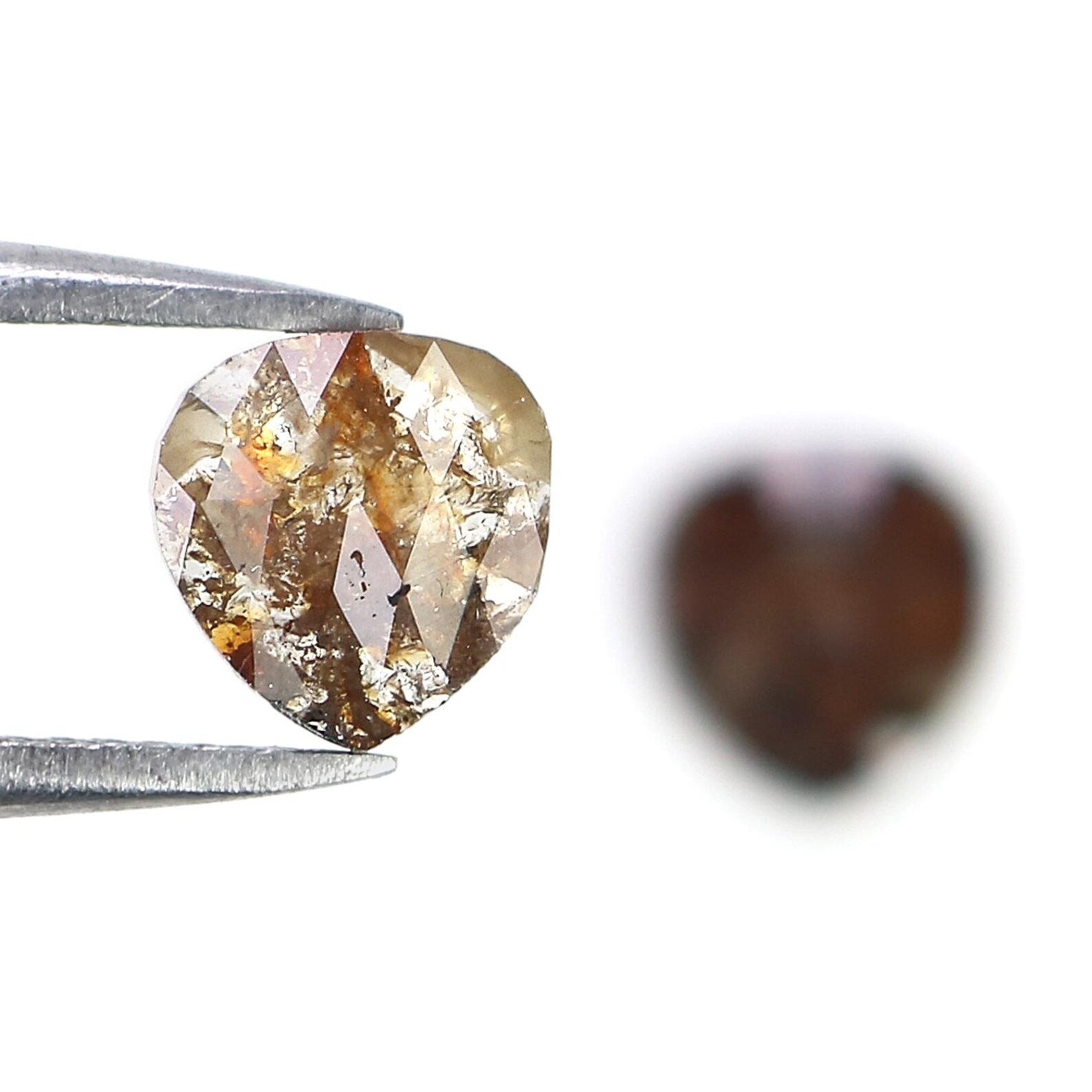 1.66 CT Natural Loose Heart Shape Pair Diamond Brown Color Heart Diamond 6.90 MM Natural Diamond Brown Color Heart Rose Cut Diamond NQ8367