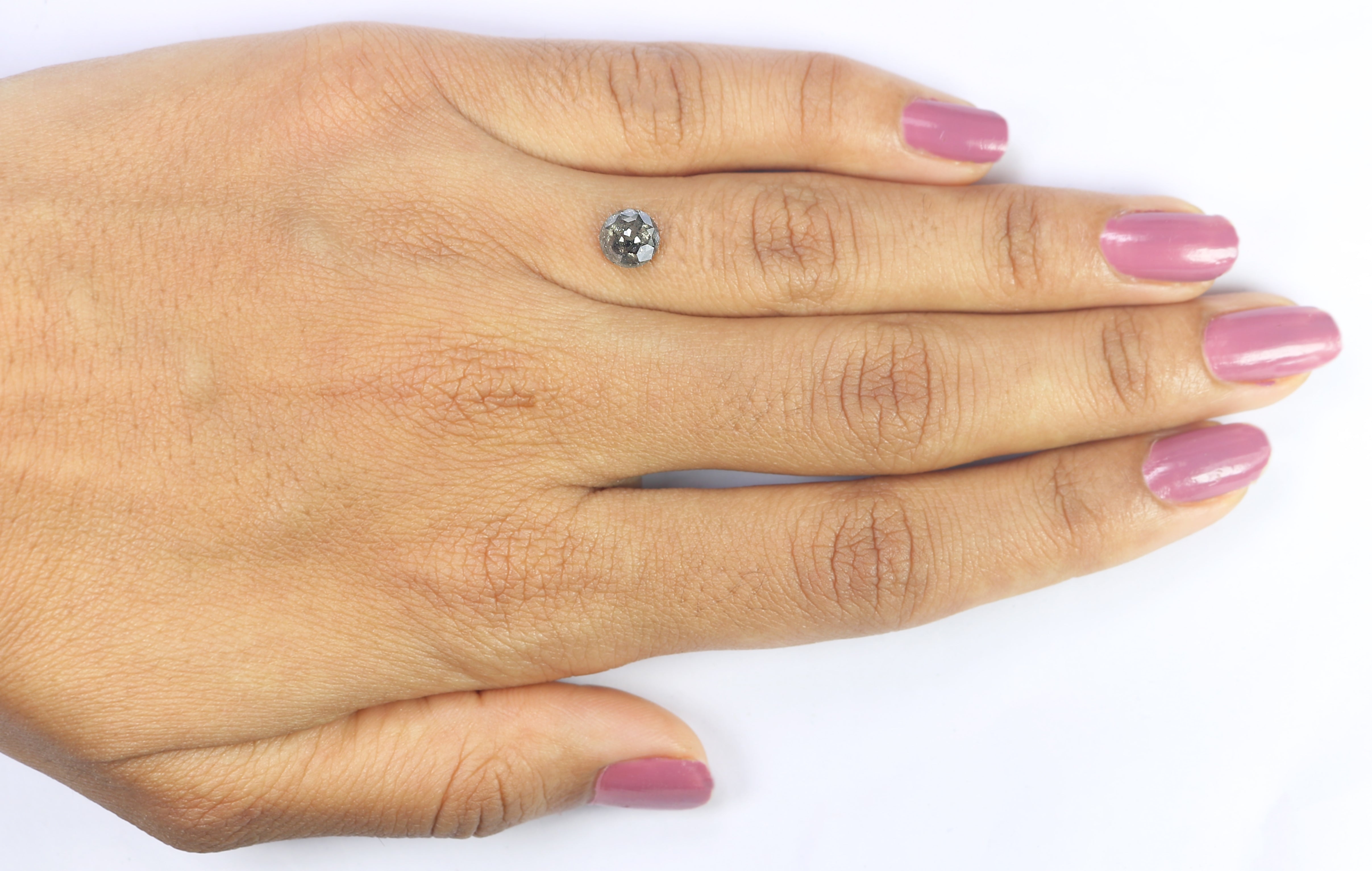 0.95 CT Natural Loose Round Rose Cut Diamond Salt And Pepper Round Shape Diamond 6.30 MM Natural Black Grey Round Rose Cut Diamond LQ966