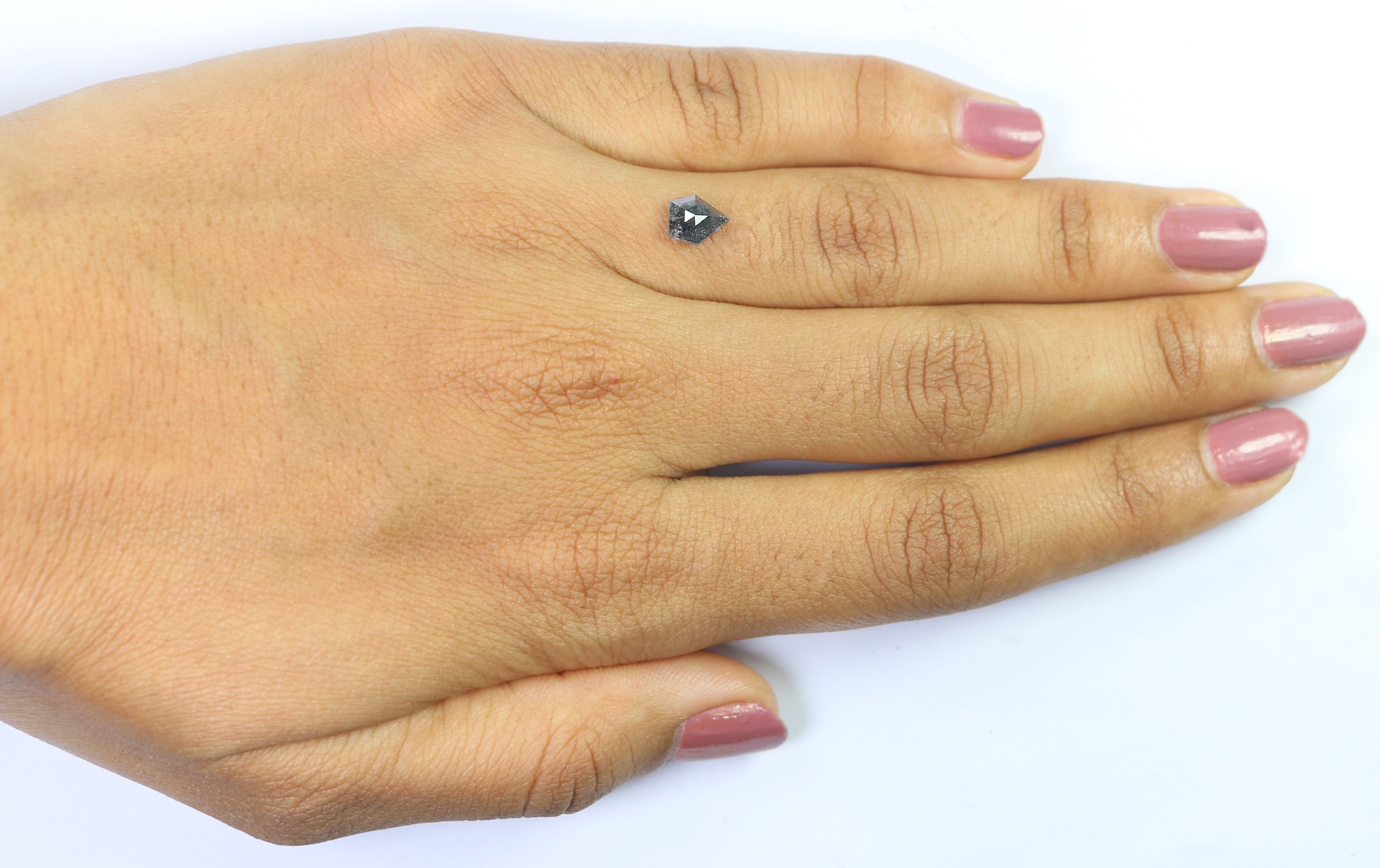 0.80 CT Natural Loose Shield Diamond Black Grey Color Diamond 6.60 MM Natural Loose Diamond Salt And Pepper Shield Rose Cut Diamond QL7662