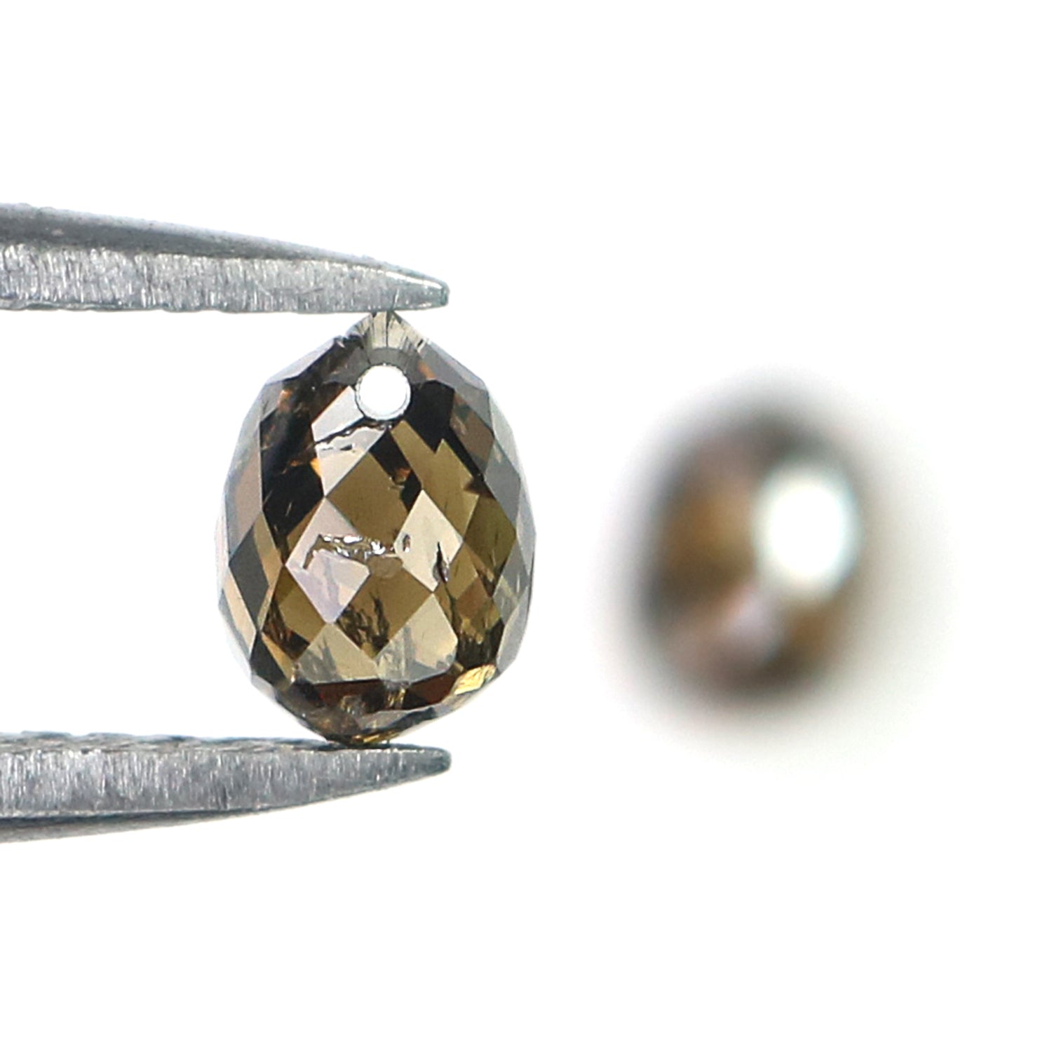 1.11 CT Natural Loose briolette Shape Diamond Brown Color Drop Cut Diamond 4.80 MM Natural Loose Brown Color Drop Rose Cut Diamond N869