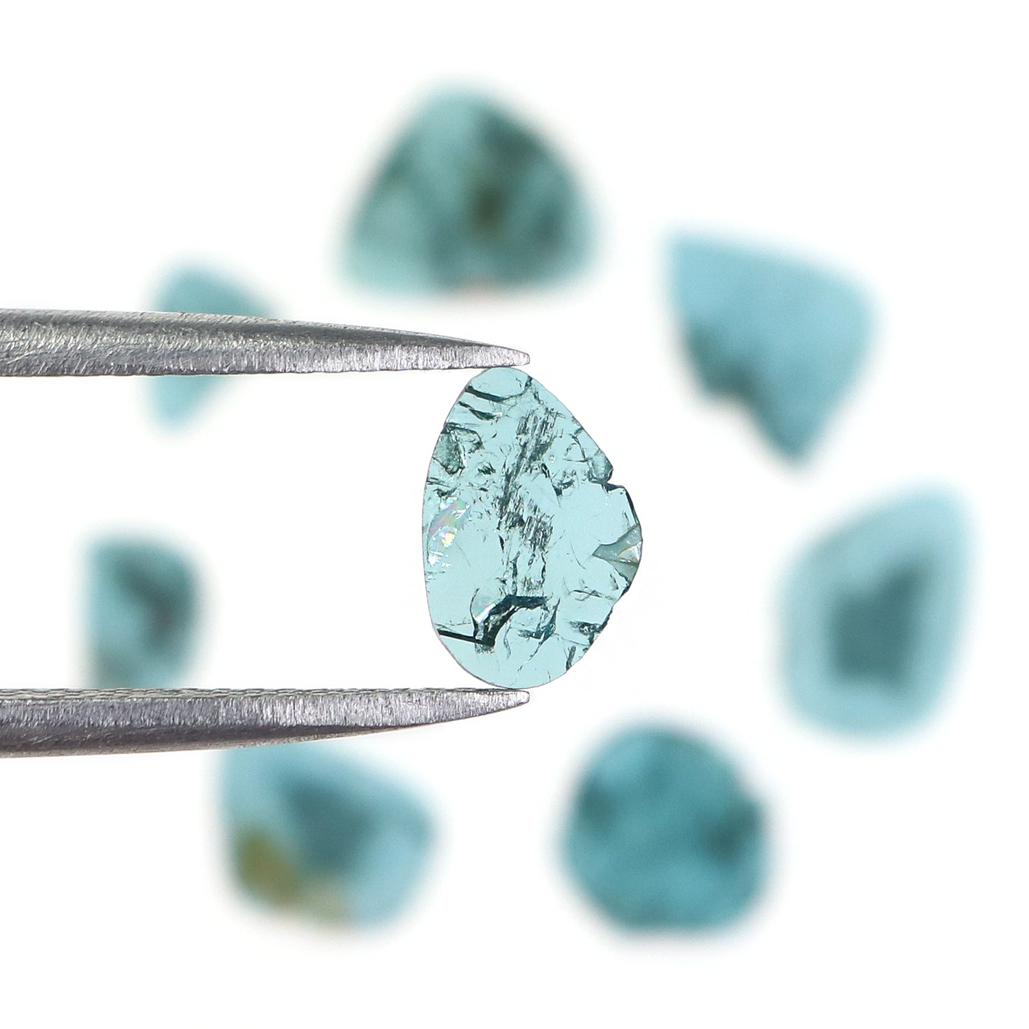 1.40 Ct Natural Loose Slice Shape Diamond Blue Color Slice Cut Diamond 6.30 MM Natural Loose Diamond Blue Color Irregular Cut Diamond NQ1308
